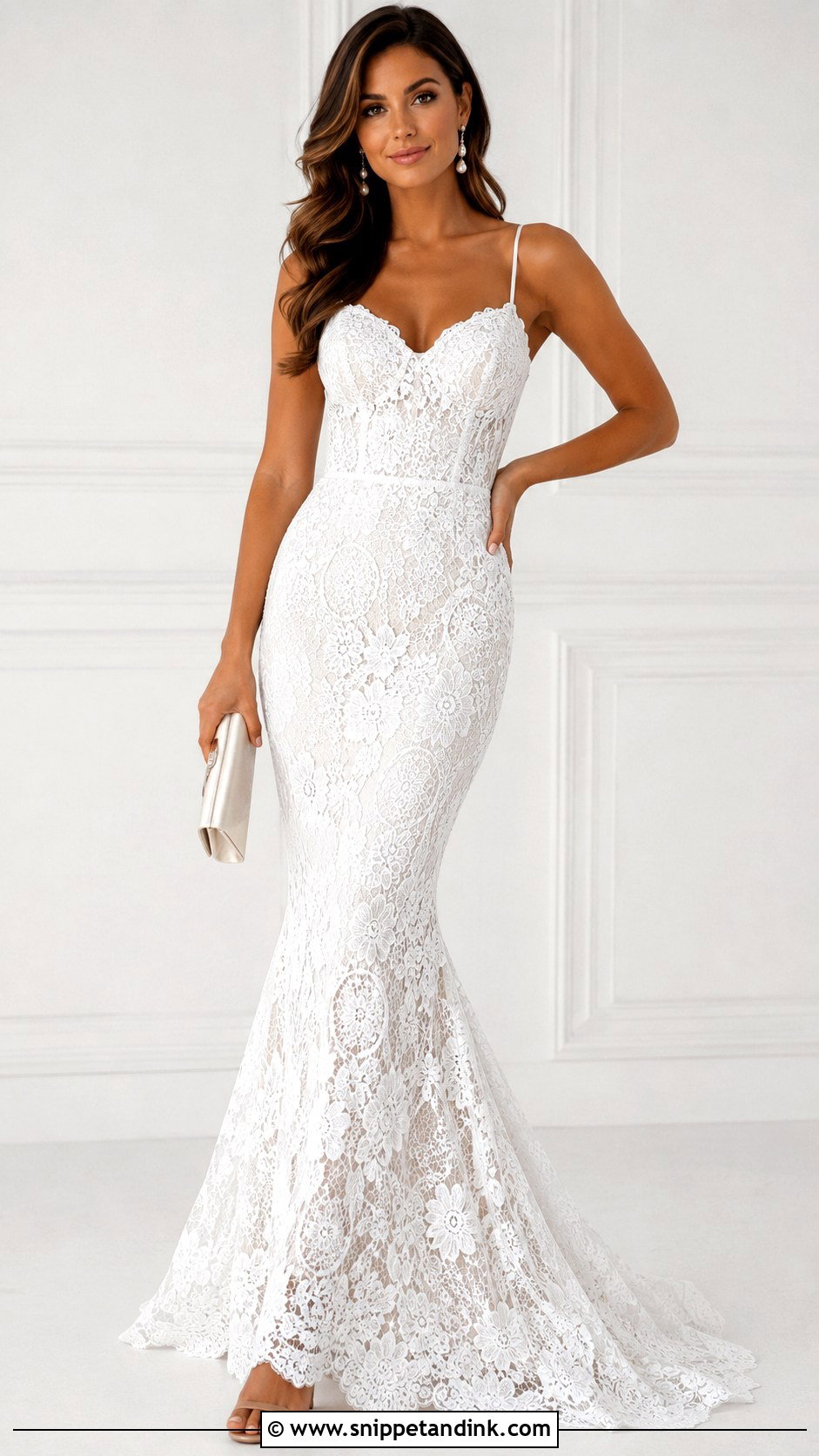 White Lace Mermaid Gown - Snippet and Ink - 25 Beautiful Lace Gown Styles