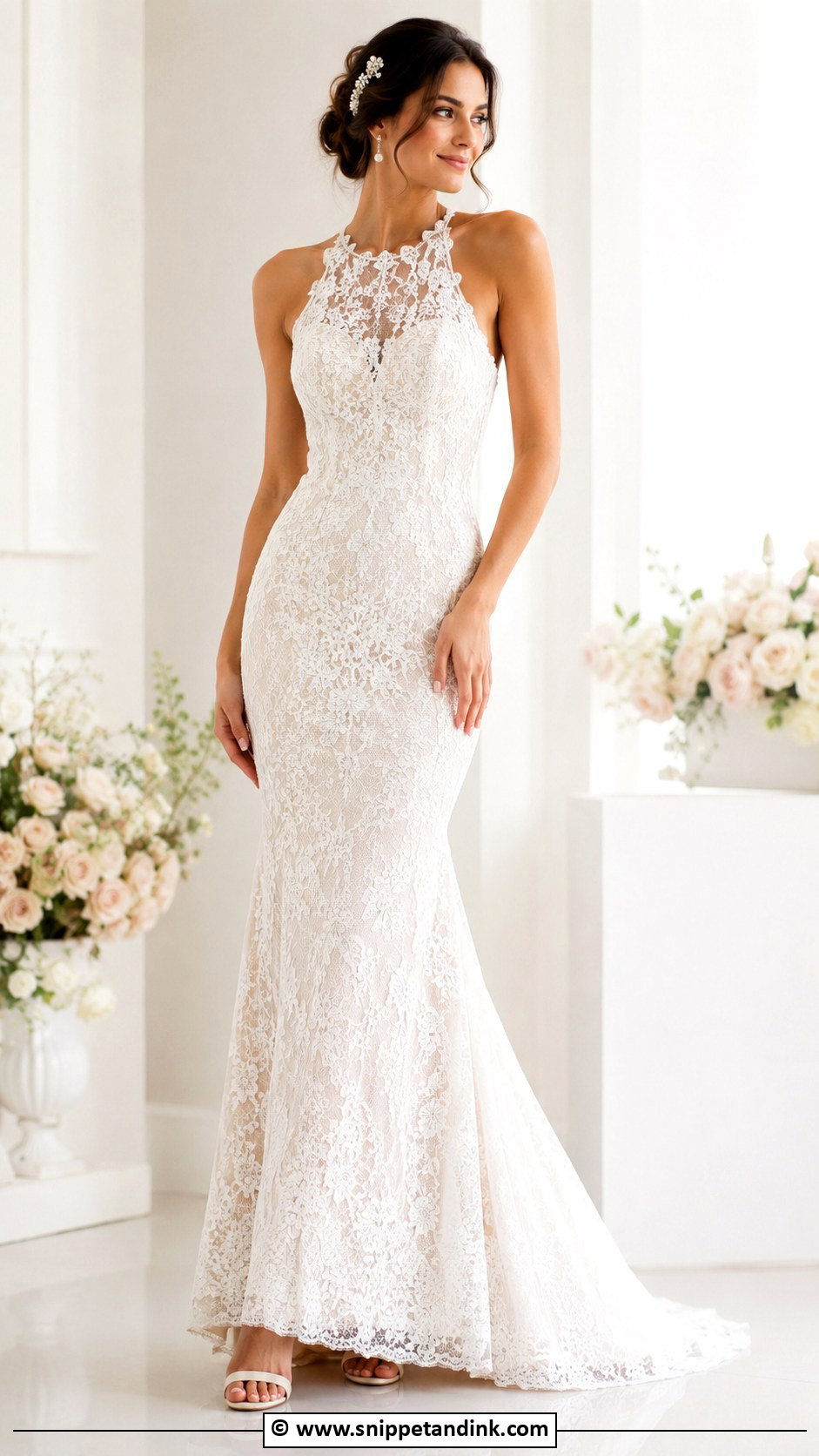 White Lace Mermaid Gown - Snippet and Ink - 30 Mermaid Gown Ideas