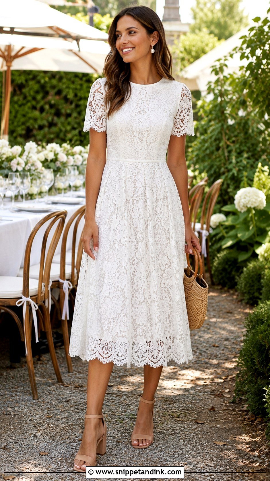 White Lace Midi Bachelor Party Dress - Snippet and Ink - 20 Bachelor Party Dress for Women Ideas