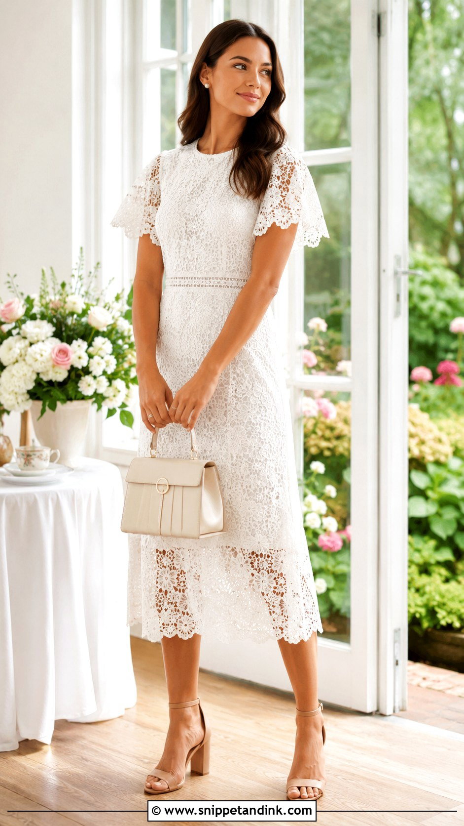 White Lace Midi Pre Wedding Dress - Snippet and Ink - 20 Pre Wedding Dresses