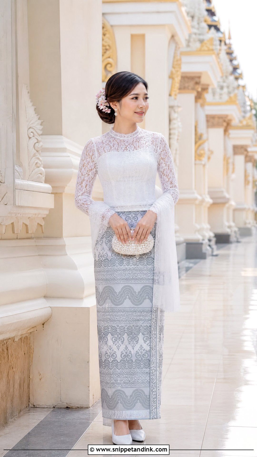 White Lace Myanmar Wedding Dress - Snippet and Ink - 25 Myanmar Wedding Dress Design Ideas