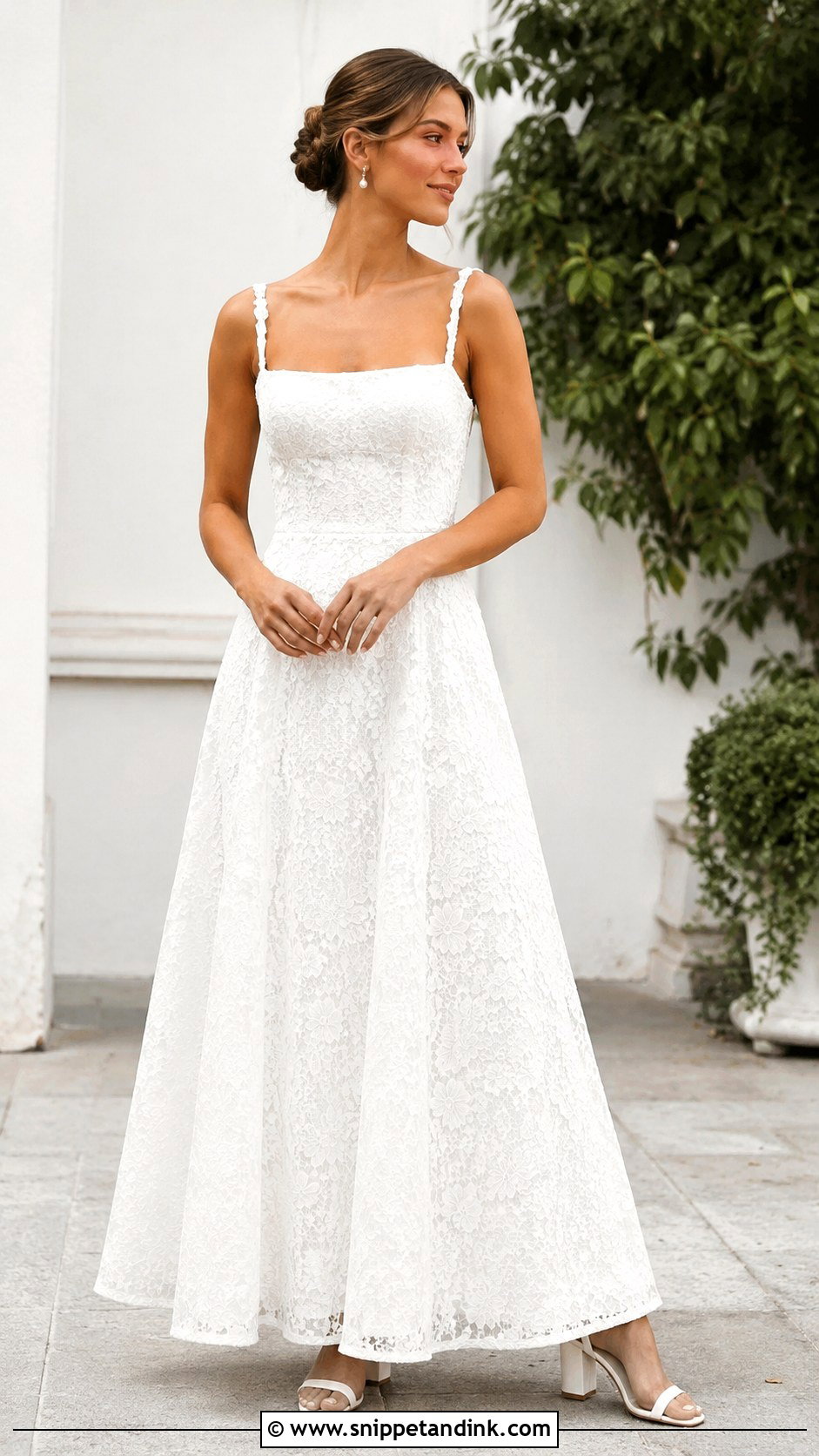 White Lace Square Neck Wedding Dress - Snippet and Ink - 25 White Lace Wedding Dress Ideas