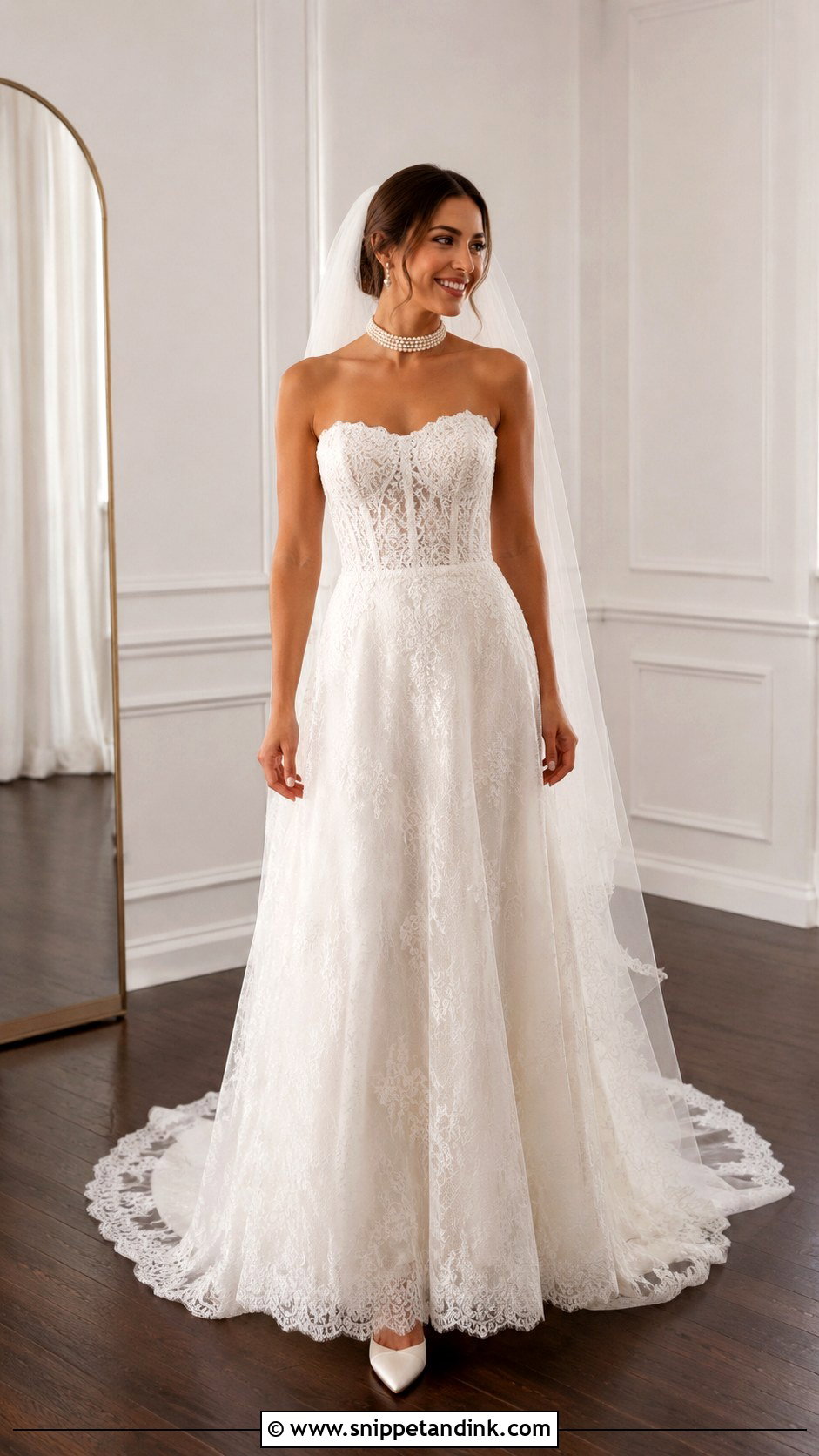 White Lace Strapless Wedding Dress - Snippet and Ink - 25 White Lace Wedding Dress Ideas