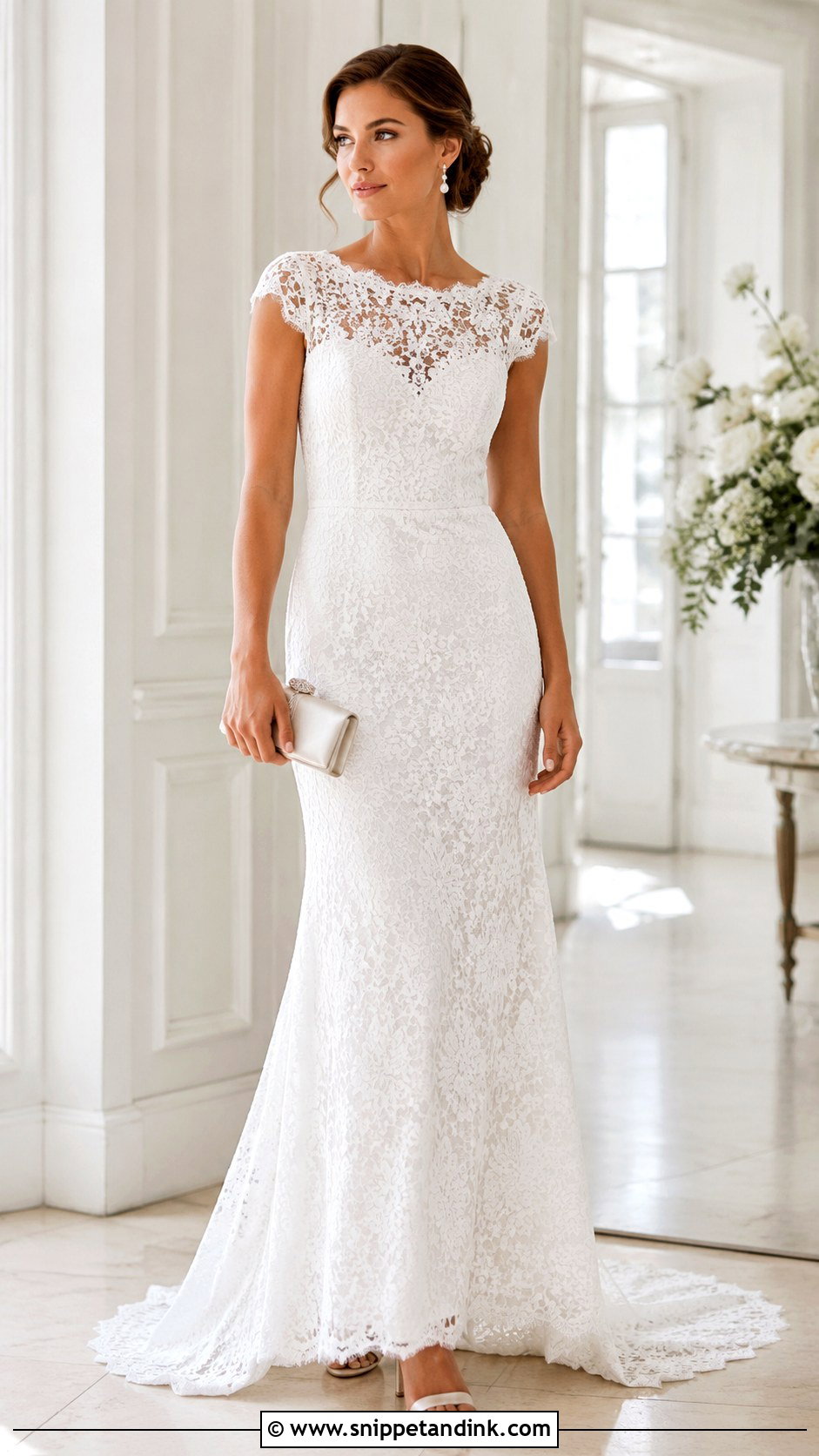White Lace Tail Gown Outfit - Snippet and Ink - 25 Tail Gown Ideas