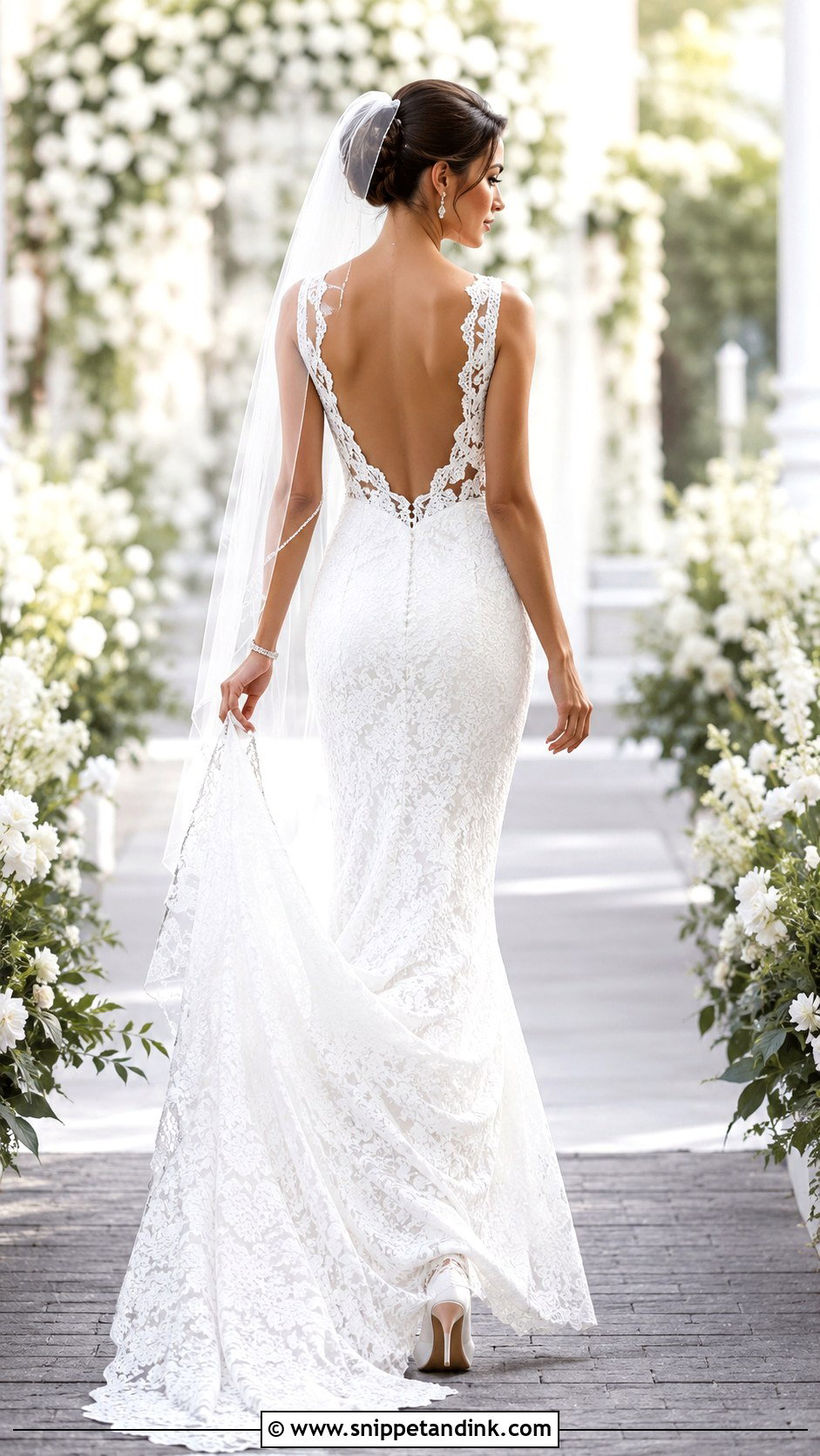 White Lace Wedding Dress With Open Back - Snippet and Ink - 25 White Lace Wedding Dress Ideas