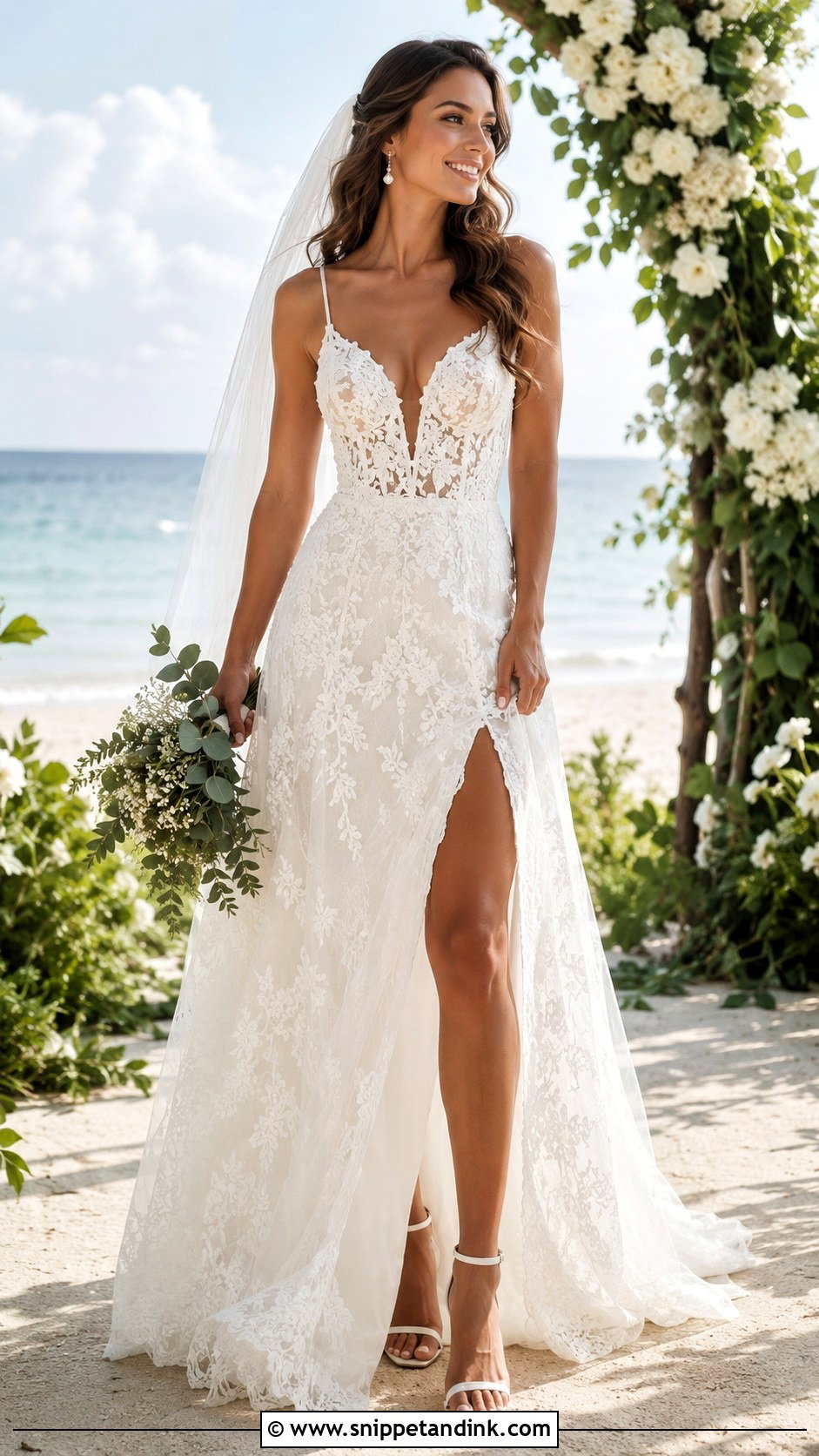 White Lace Wedding Dress With Slit - Snippet and Ink - 25 White Lace Wedding Dress Ideas