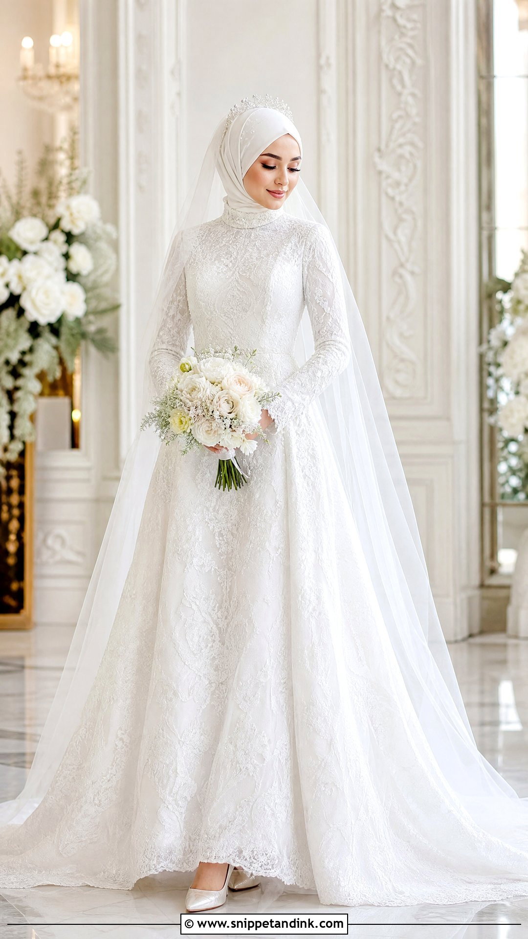 White Lace Wedding Gown Hijab - Snippet and Ink - 25 Wedding Gown Hijab Ideas