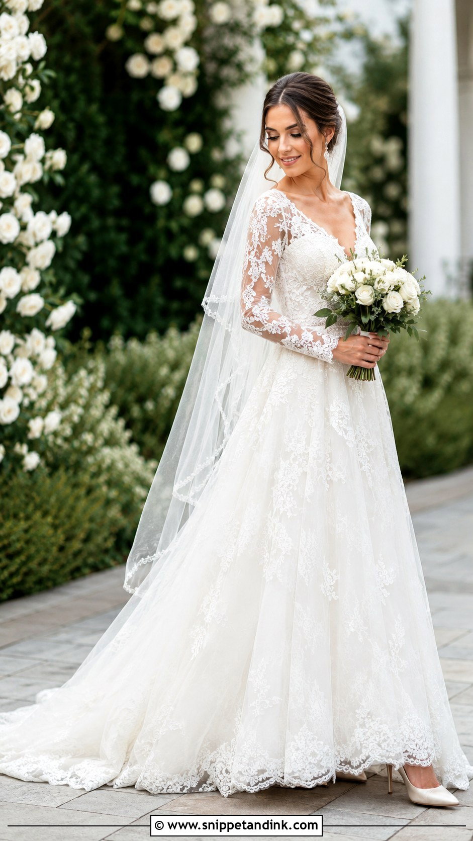 White Lace Wedding Gown - Snippet and Ink - 25 White Wedding Gowns