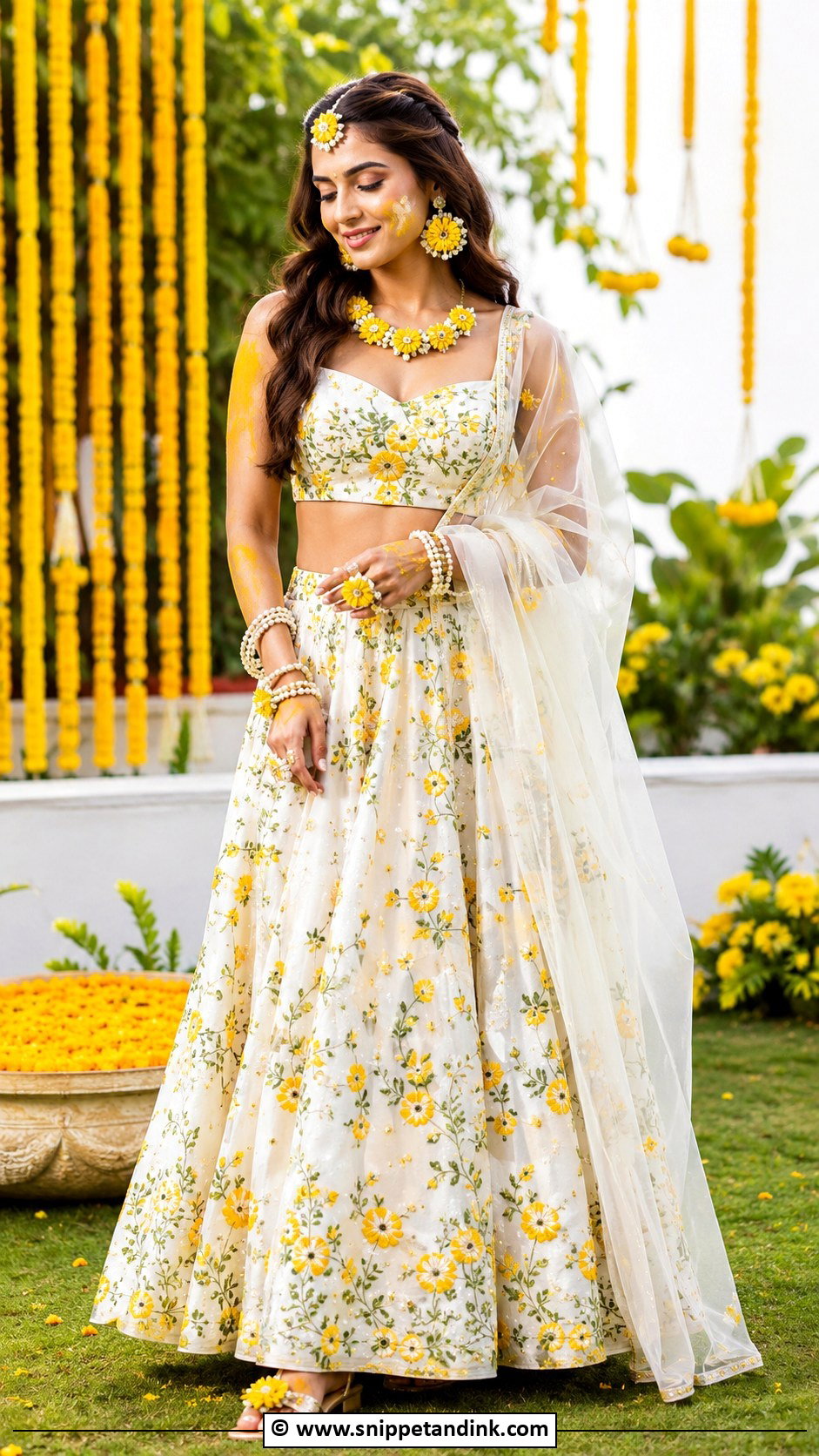 White Lehenga For Haldi Bride - Snippet and Ink - 30 Haldi Bridal Outfit Ideas