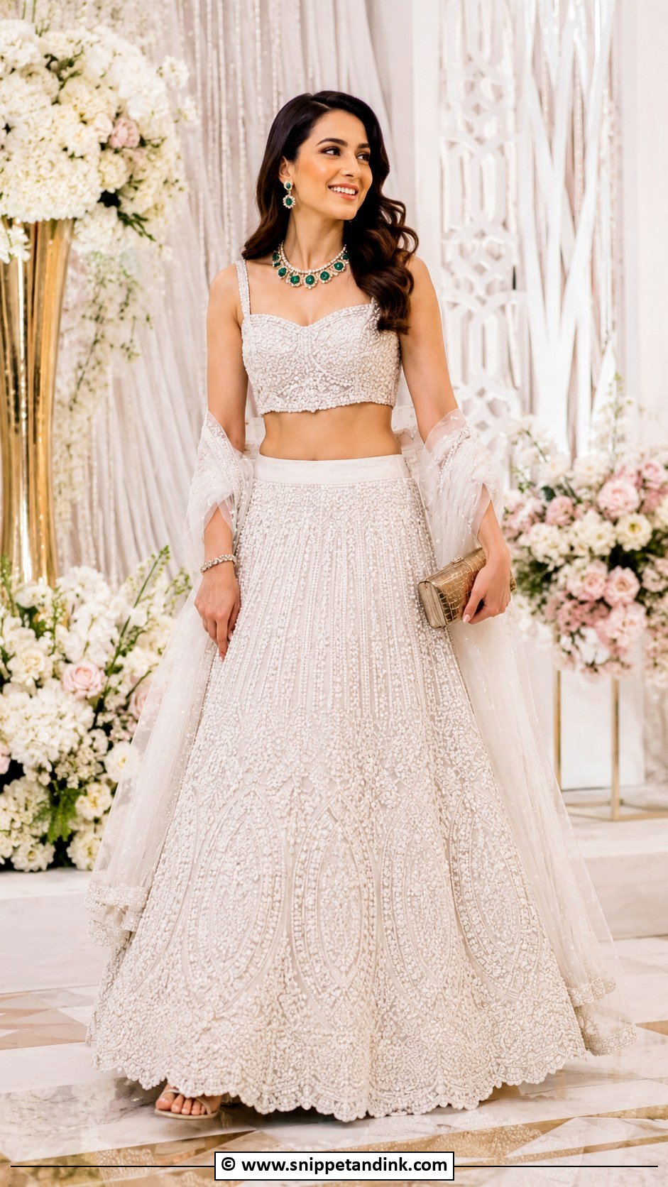 White Lehenga For Sangeet Night - Snippet and Ink - 35 Sangeet Night Outfit Ideas