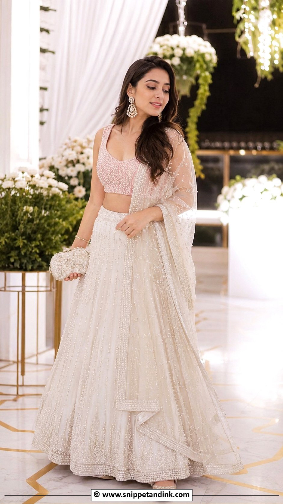 White Lehenga For Sangeet - Snippet and Ink - 35 Sangeet Outfit Ideas