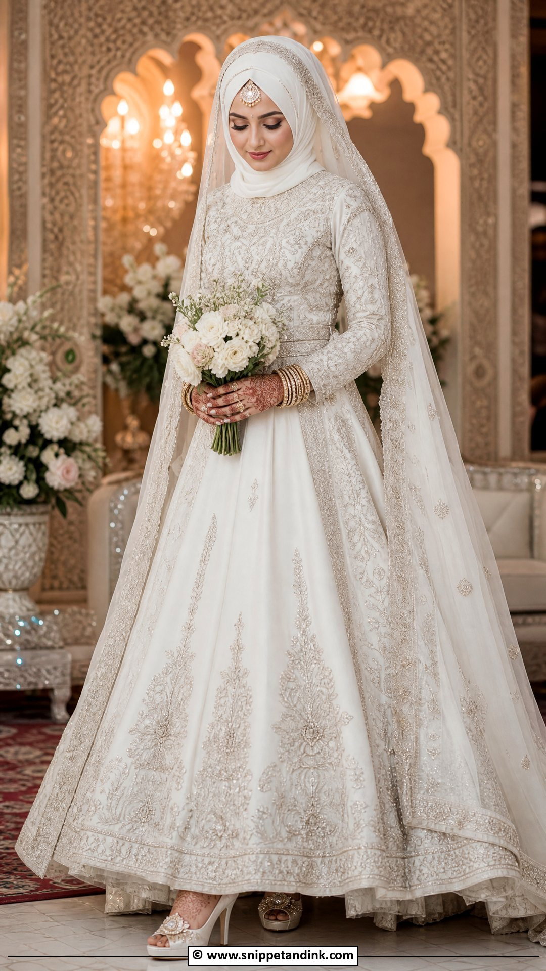 White Lehenga Hijab Bride - Snippet and Ink - 35 Hijab Bride Ideas