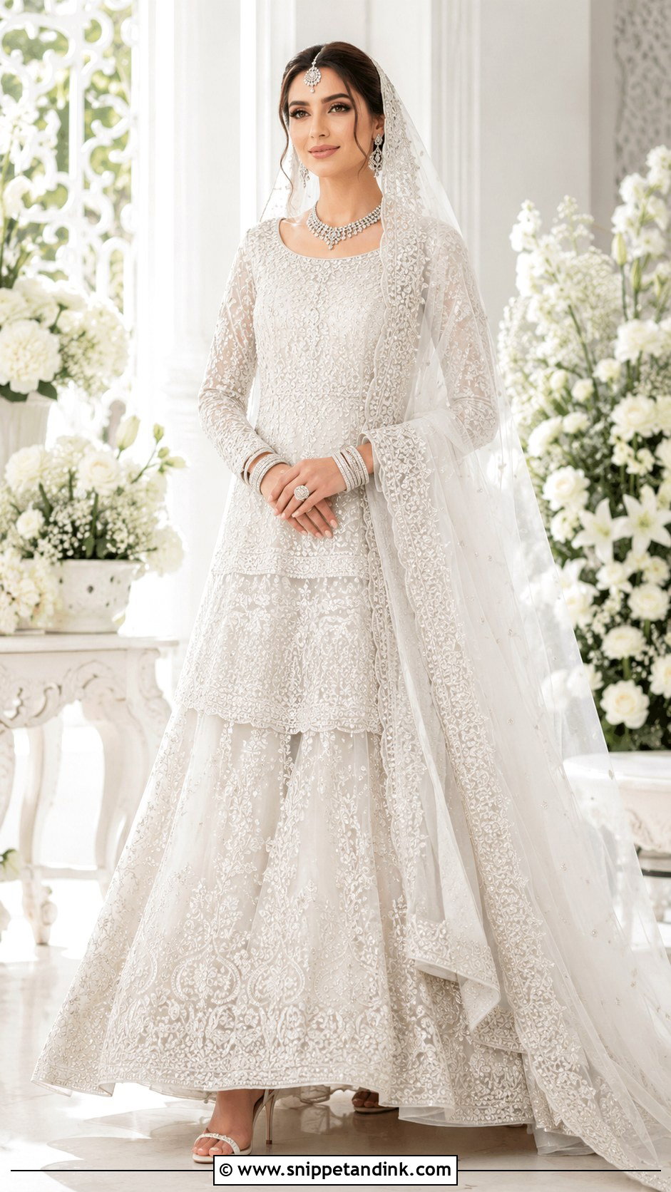 White Lehenga Nikkah Outfit - Snippet and Ink - 25 White Nikkah Outfit Ideas