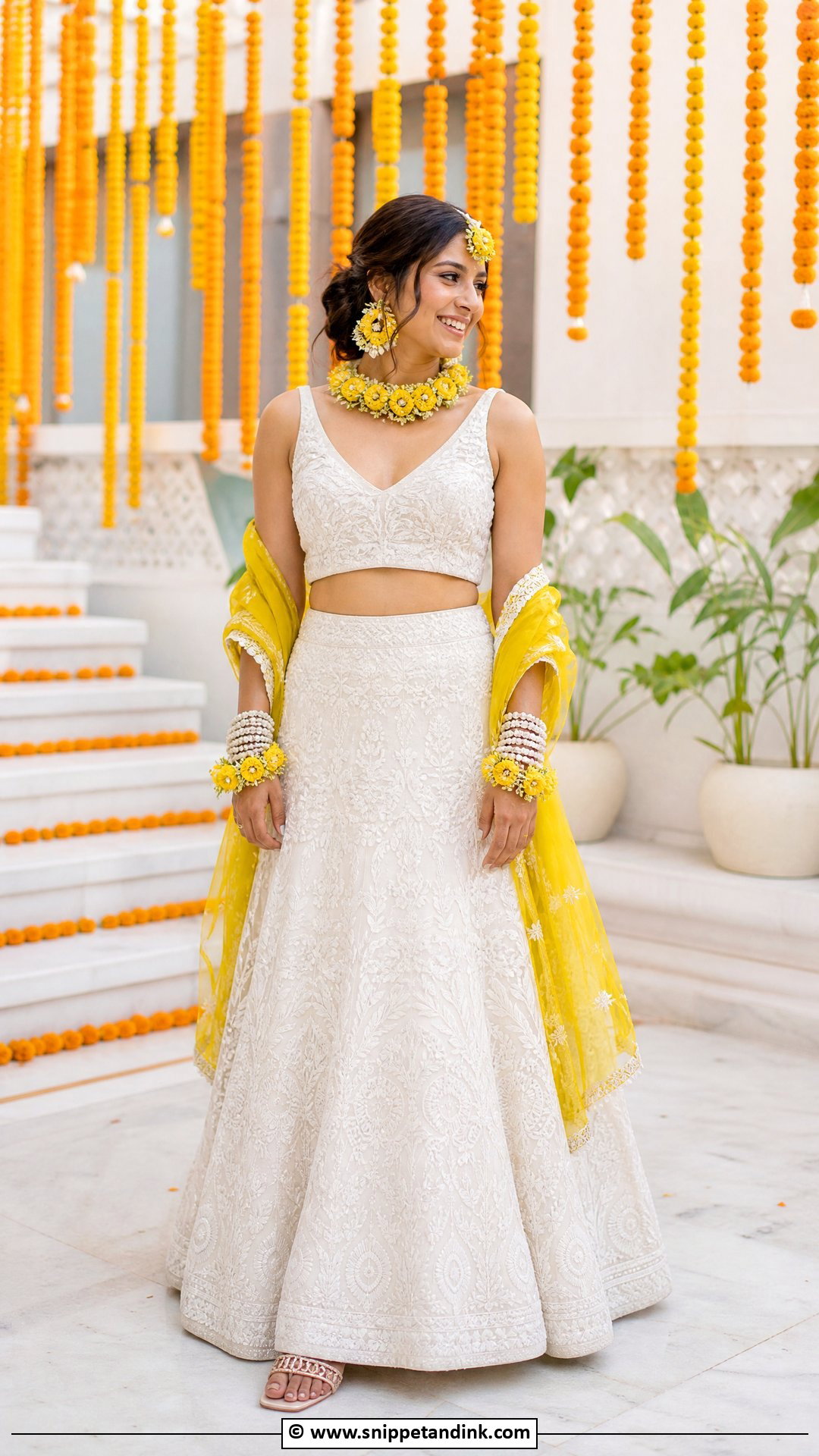 White Lehenga for Haldi Bride - Snippet and Ink - 35 Haldi Outfits for Bride