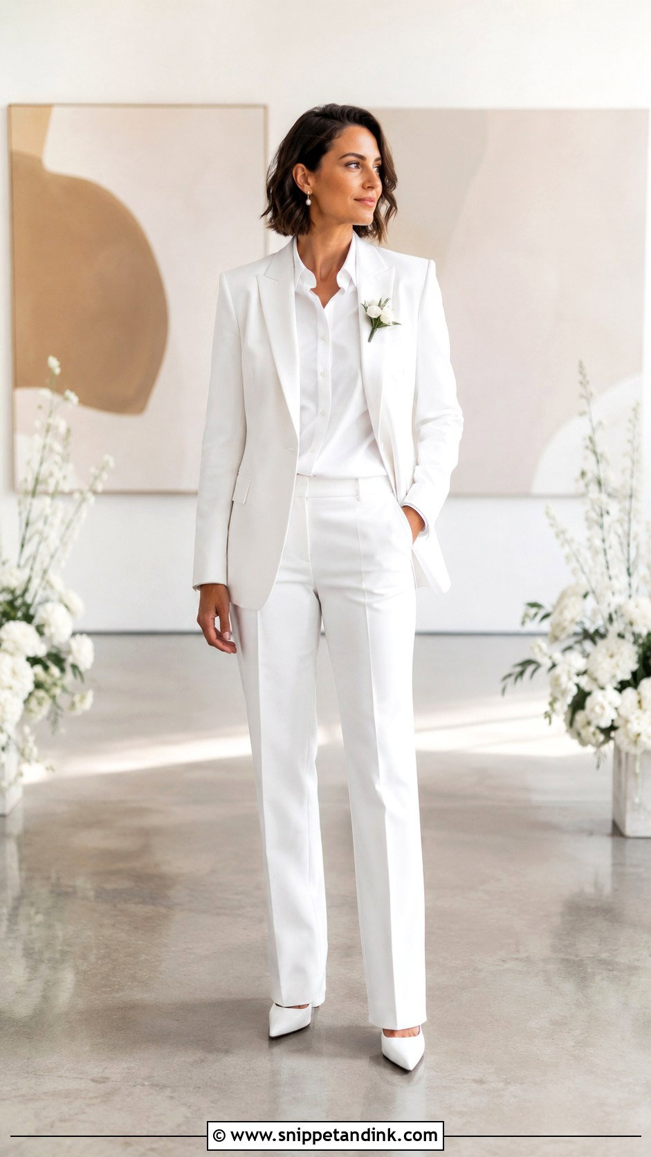White Lesbian Wedding Suit - Snippet and Ink - 30 Lesbian Wedding Outfits