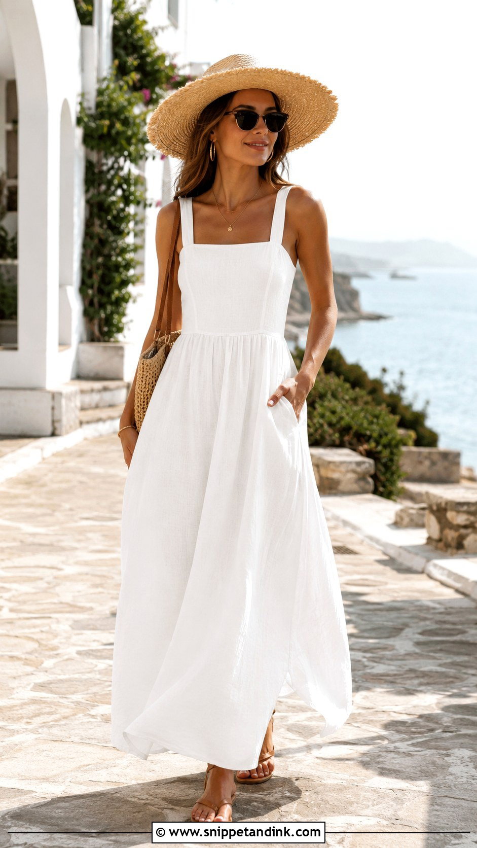 White Linen Maxi Honeymoon Dress - Snippet and Ink - 20 Honeymoon Dresses