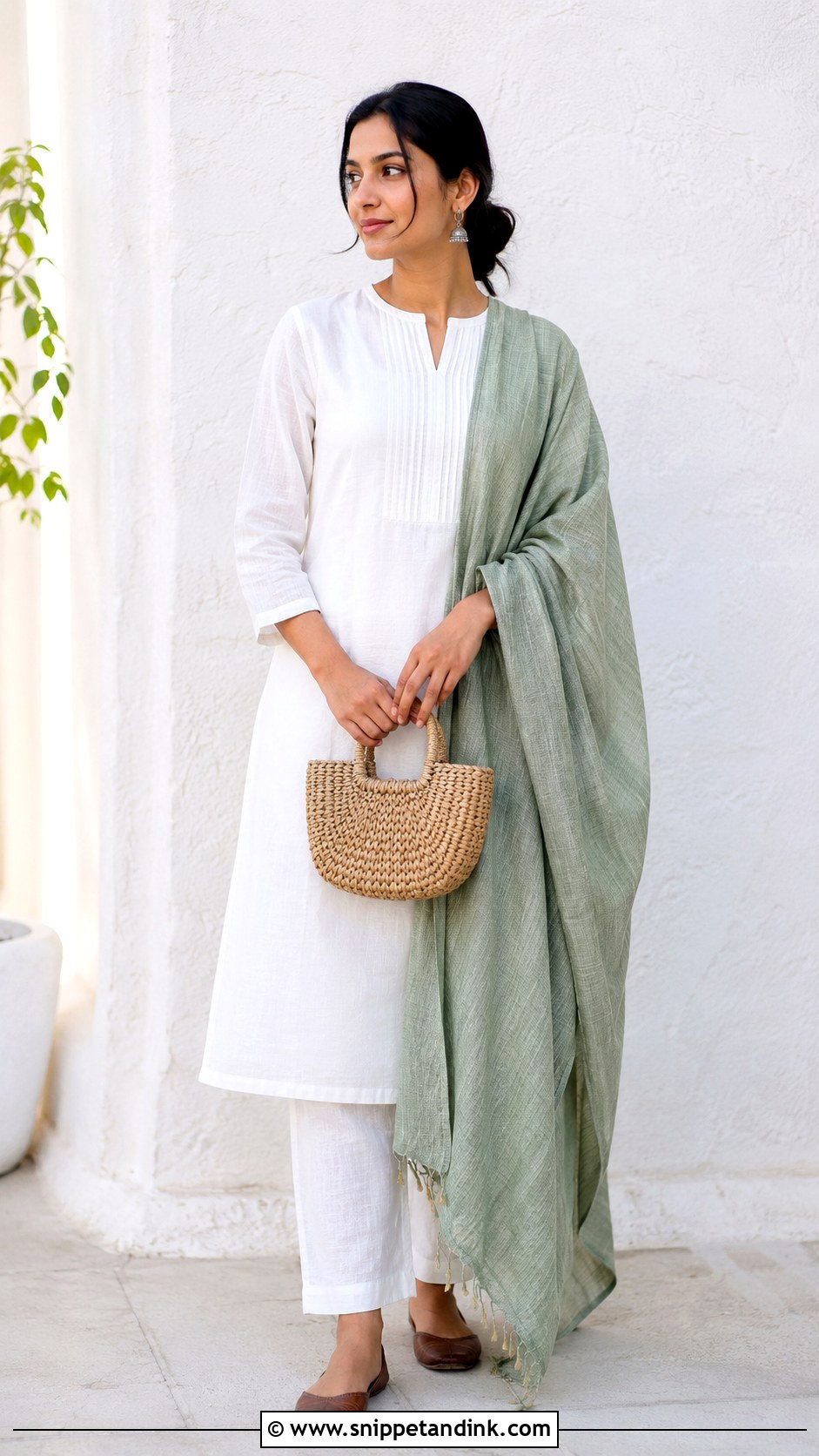 White Linen Suit With Coloured Dupatta - Snippet and Ink - 30 White Suit with Coloured Dupatta Ideas