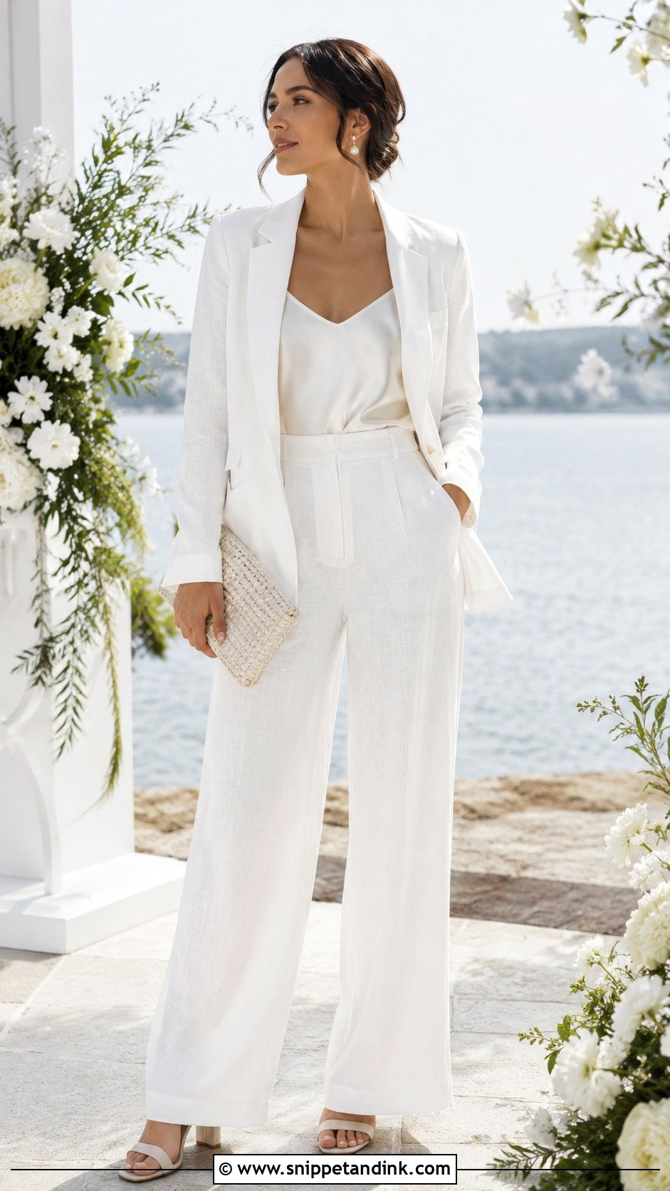 White Linen Summer Wedding Suit - Snippet and Ink - 20 Wedding Suit Designs for Women