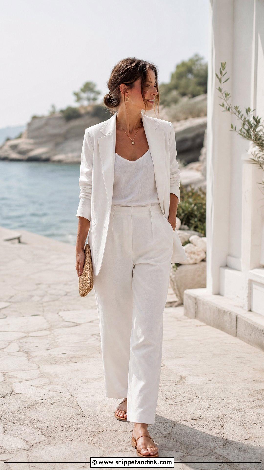 White Linen Wedding Suit With Flat Sandals - Snippet and Ink - 20 Wedding Suites Ideas