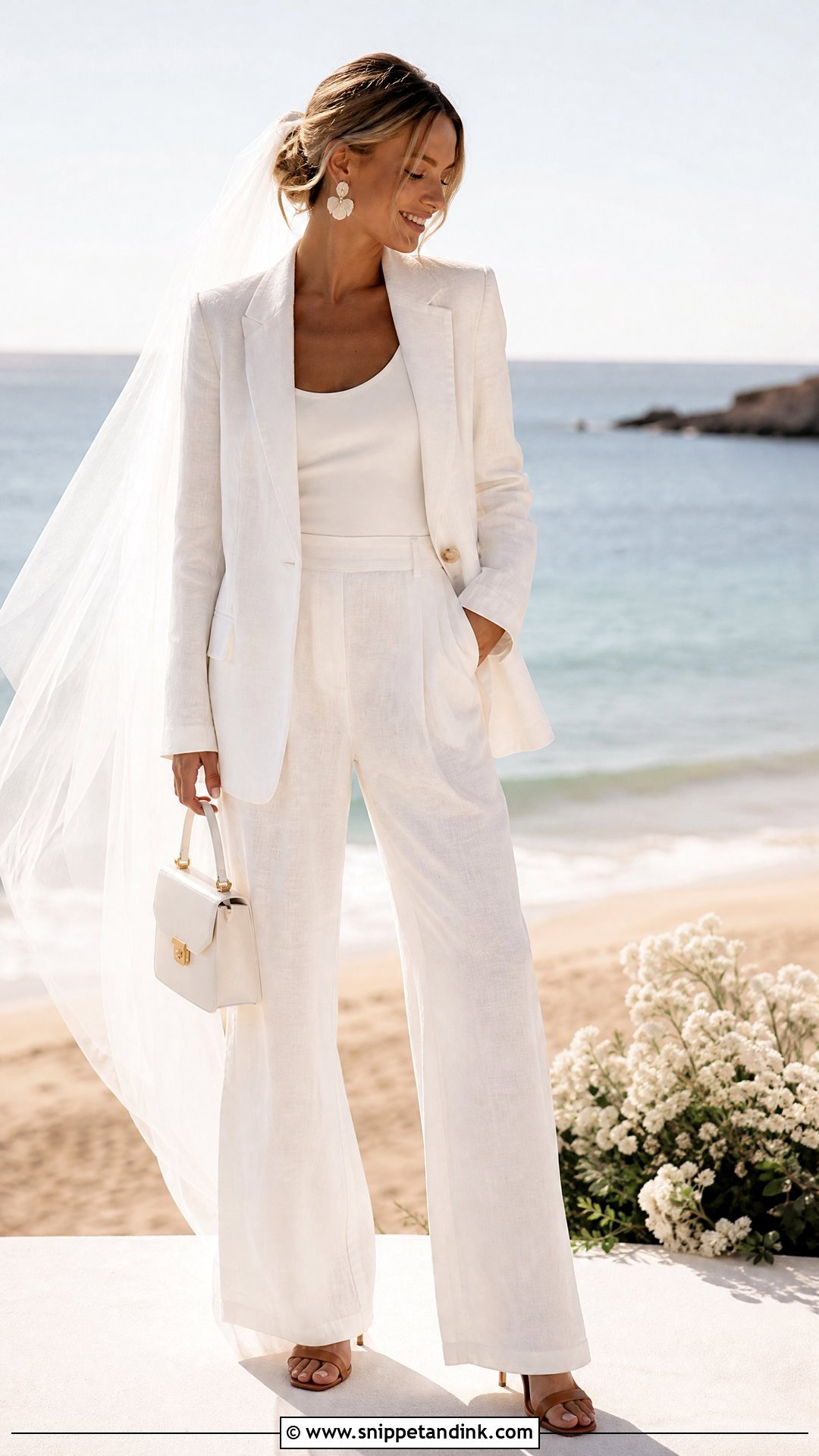 White Linen Wedding Suit - Snippet and Ink - 20 White Suit Wedding Women Ideas