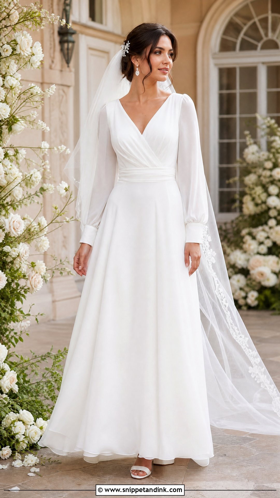White Long Sleeve A Line Wedding Dress - Snippet and Ink - 20 White Wedding Dresses Long Sleeve