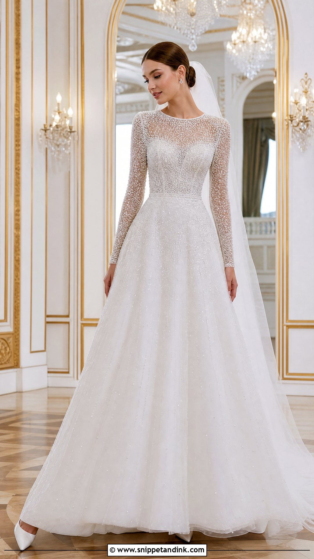 White Long Sleeve Beaded Wedding Dress - Snippet and Ink - 20 White Wedding Dresses Long Sleeve
