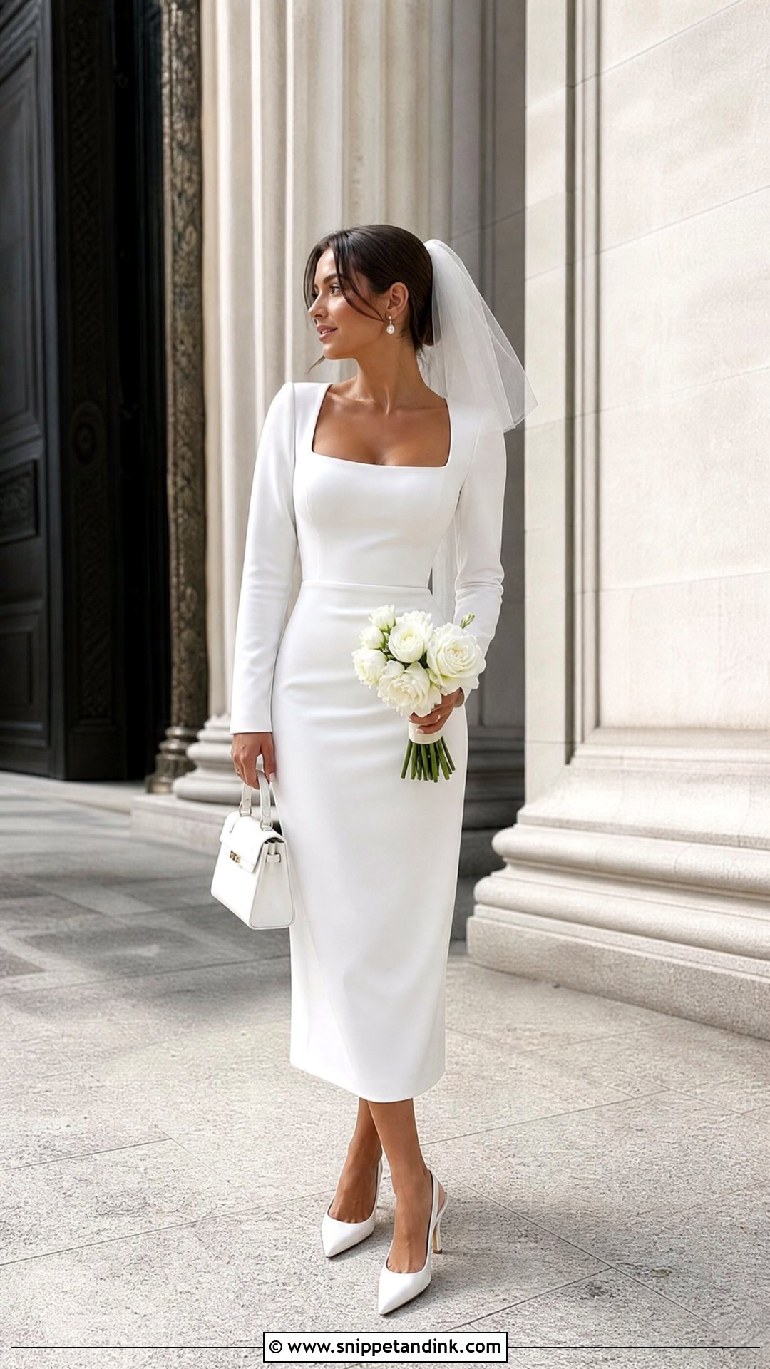 White Long Sleeve Courthouse Wedding Dress - Snippet and Ink - 20 White Wedding Dresses Long Sleeve