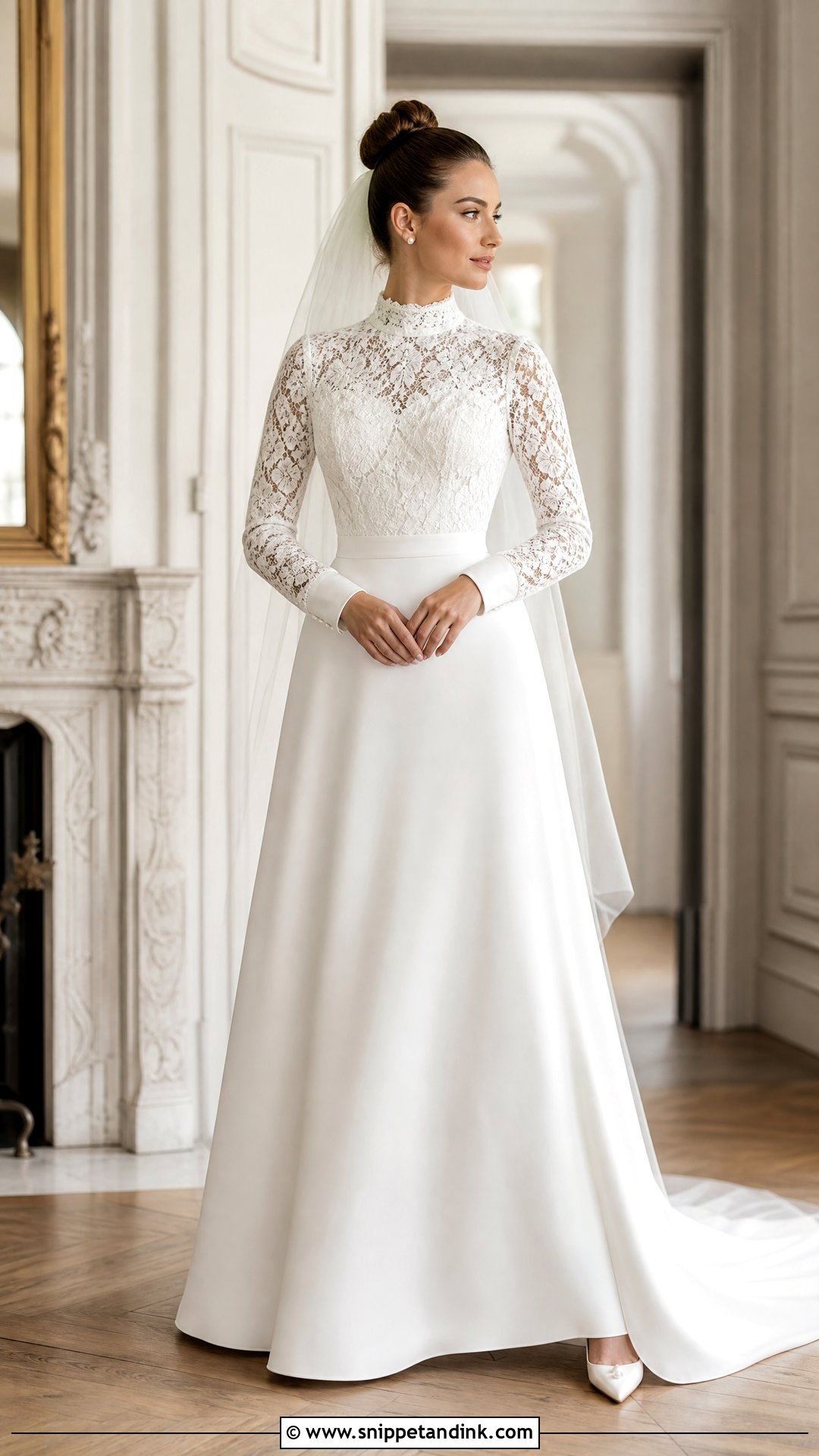 White Long Sleeve High Neck Wedding Dress - Snippet and Ink - 20 White Wedding Dresses Long Sleeve
