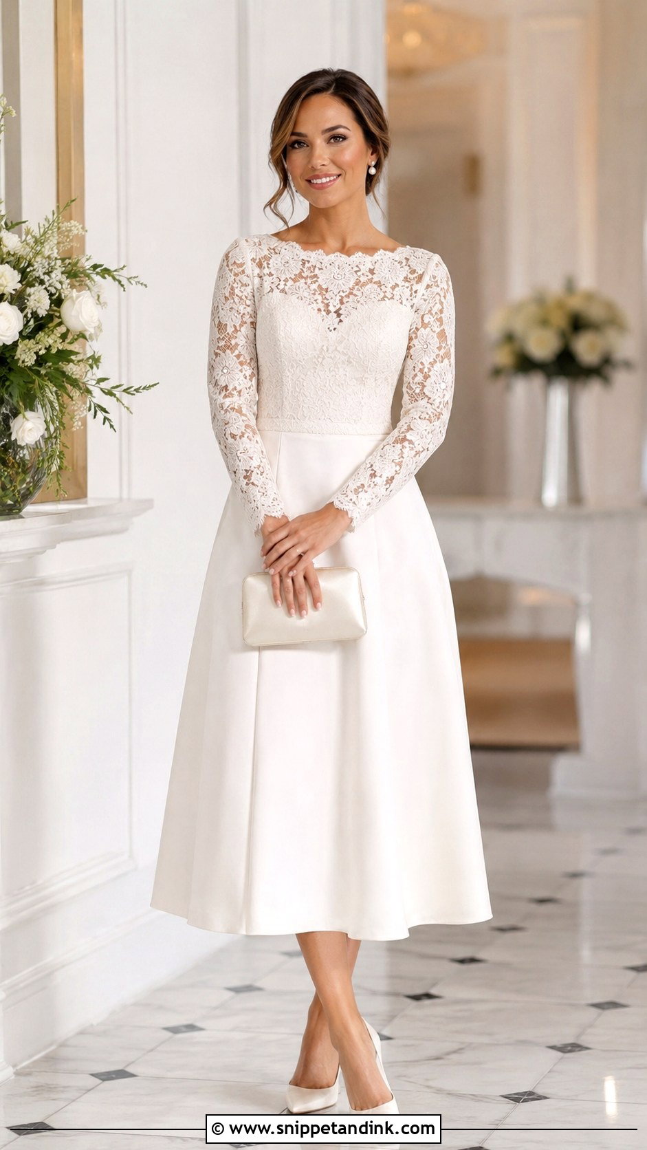 White Long Sleeve Lace Gown - Snippet and Ink - 20 Elegant White Gown Ideas