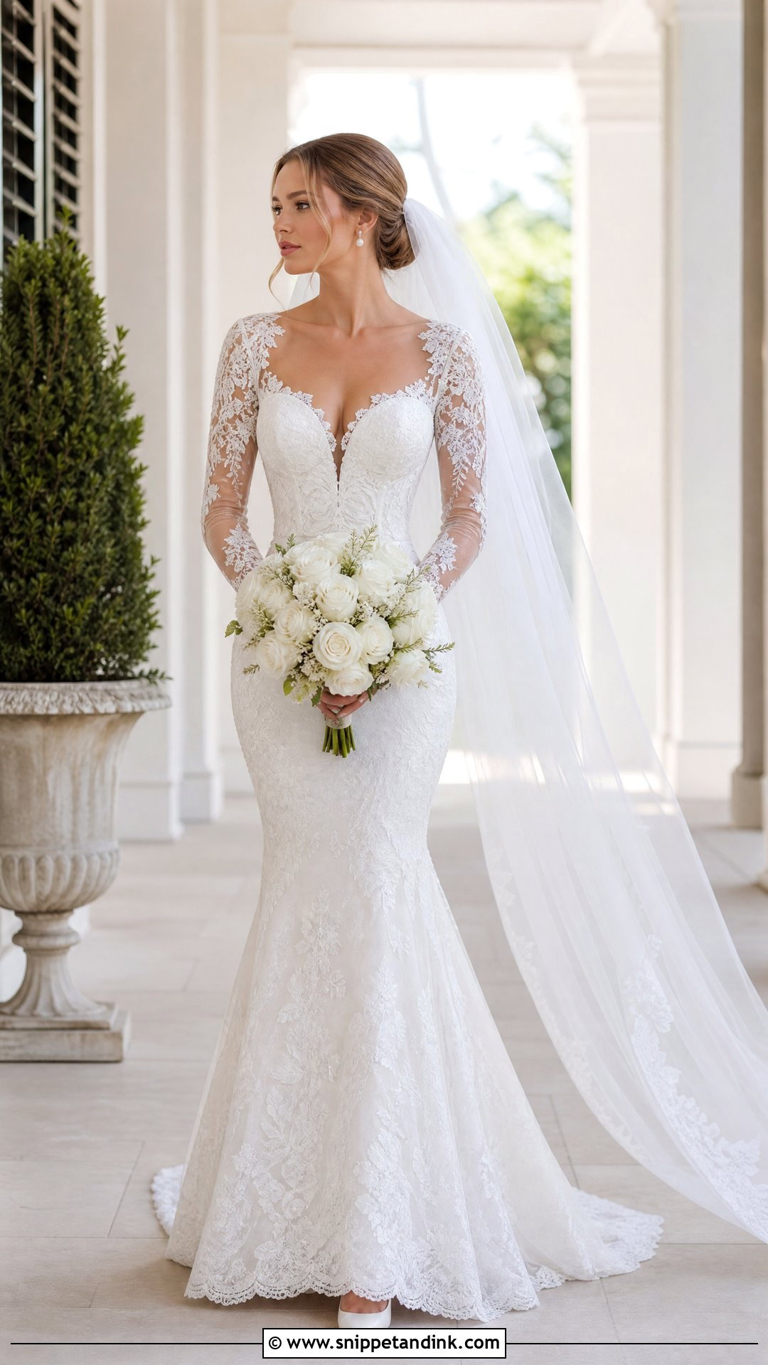 White Long Sleeve Lace Mermaid Wedding Dress - Snippet and Ink - 20 White Mermaid Wedding Dress Ideas
