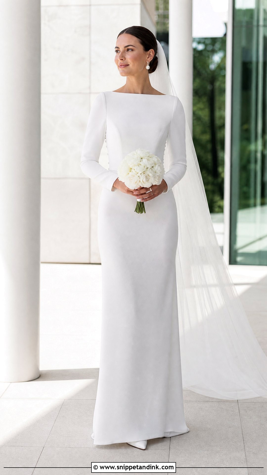 White Long Sleeve Minimalist Wedding Dress - Snippet and Ink - 20 White Wedding Dresses Long Sleeve