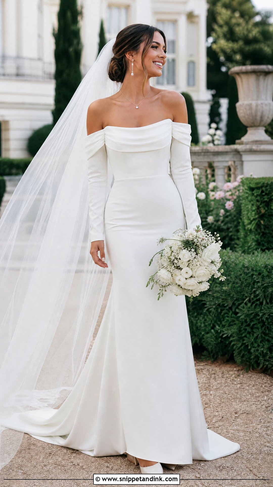 White Long Sleeve Off Shoulder Wedding Dress - Snippet and Ink - 20 White Wedding Dresses Long Sleeve