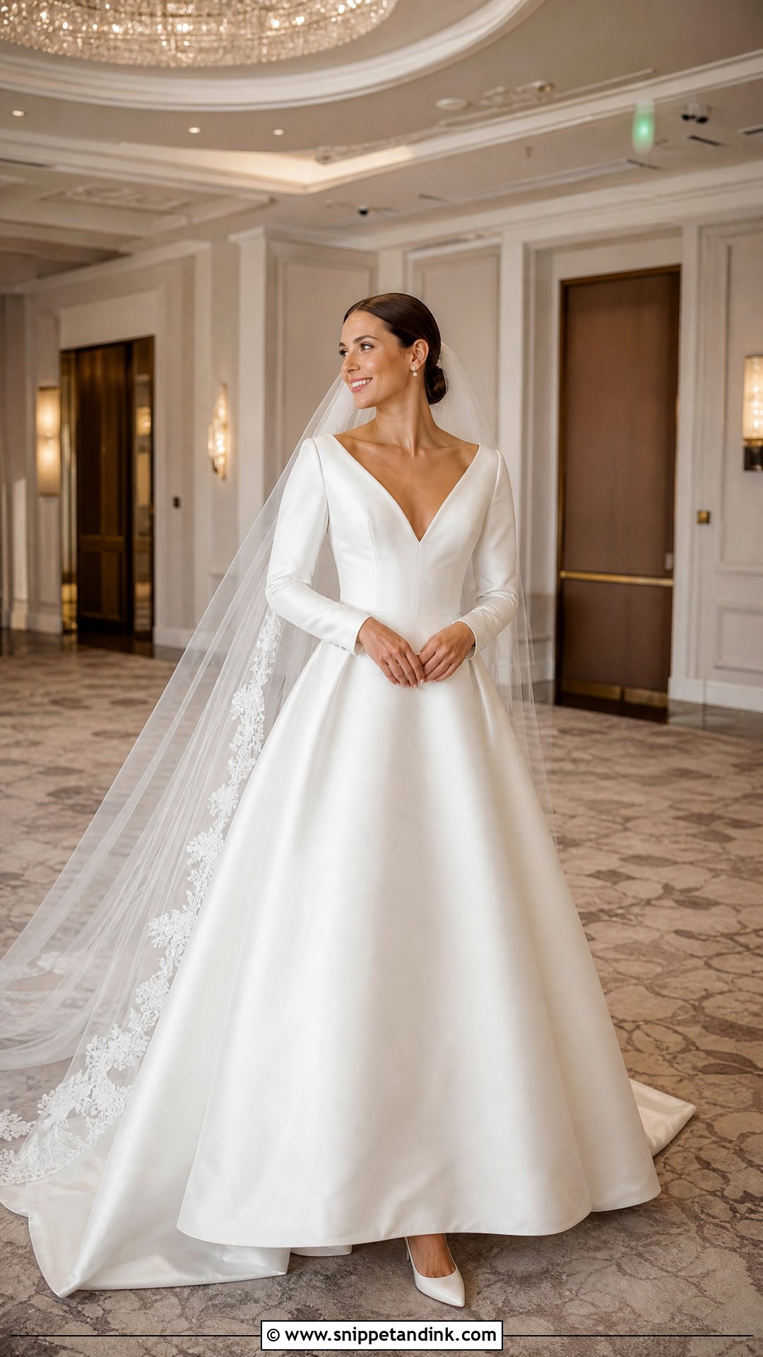 White Long Sleeve Satin Wedding Dress - Snippet and Ink - 20 White Wedding Dresses Long Sleeve