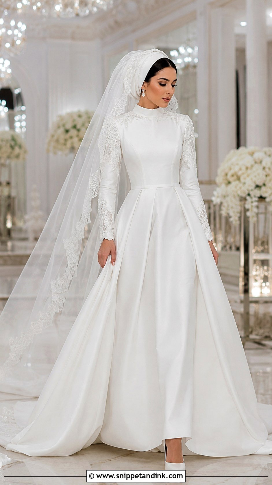 White Long Sleeve Saudi Wedding Dress - Snippet and Ink - 25 Saudi Wedding Dress Ideas