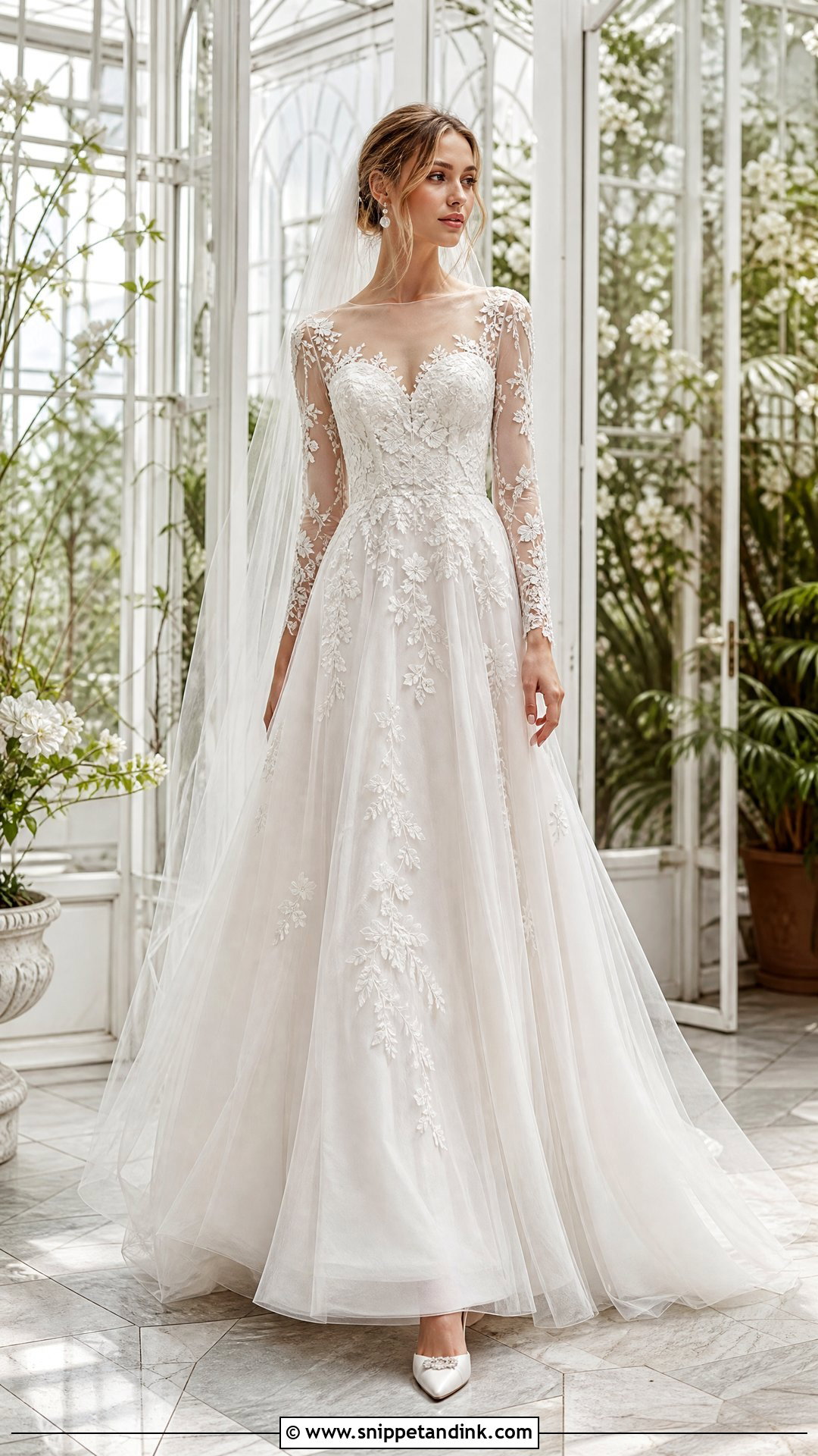 White Long Sleeve Tulle Wedding Dress - Snippet and Ink - 20 White Wedding Dresses Long Sleeve