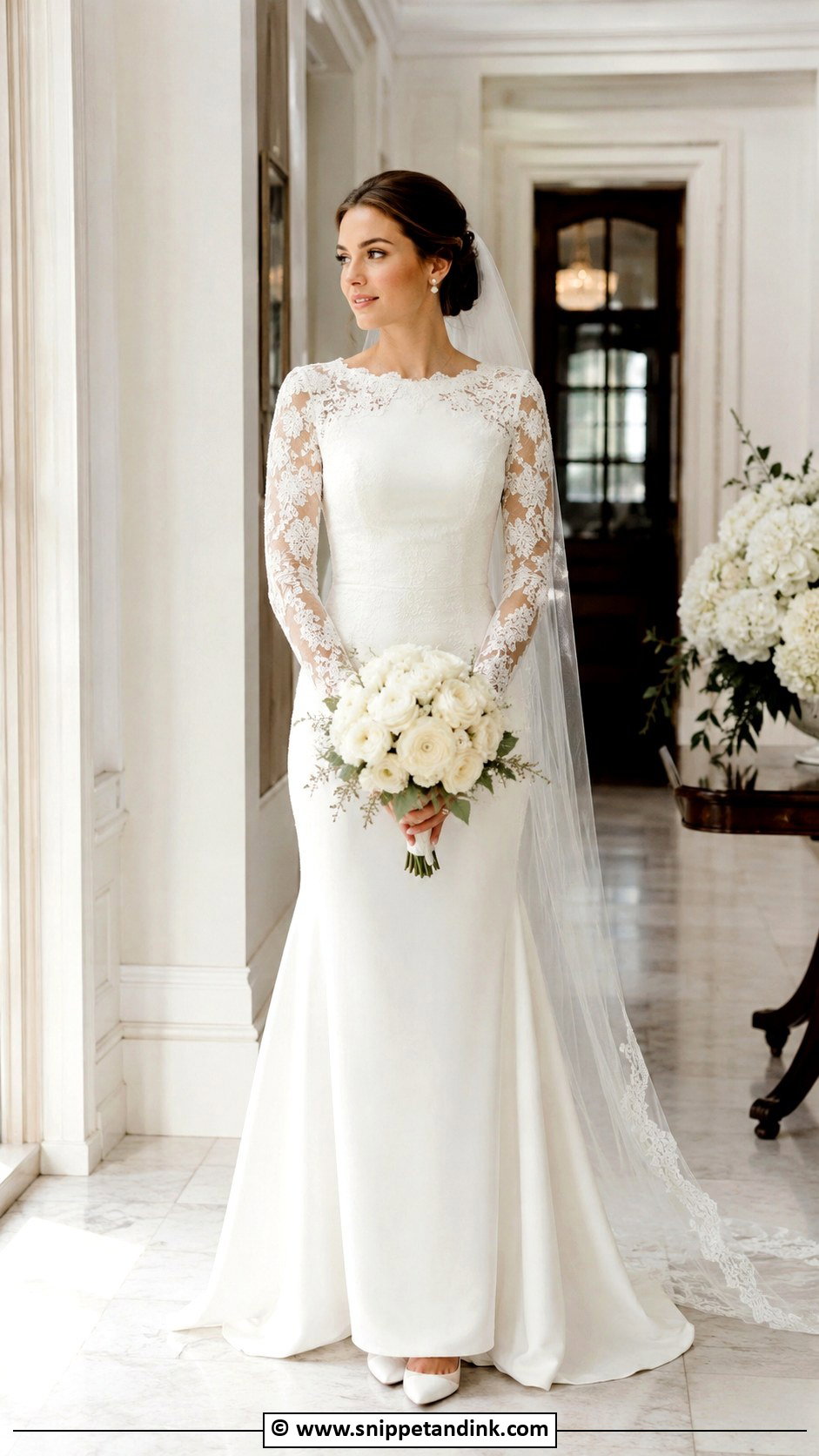 White Long Sleeve Wedding Dress - Snippet and Ink - 35 White Wedding Dresses