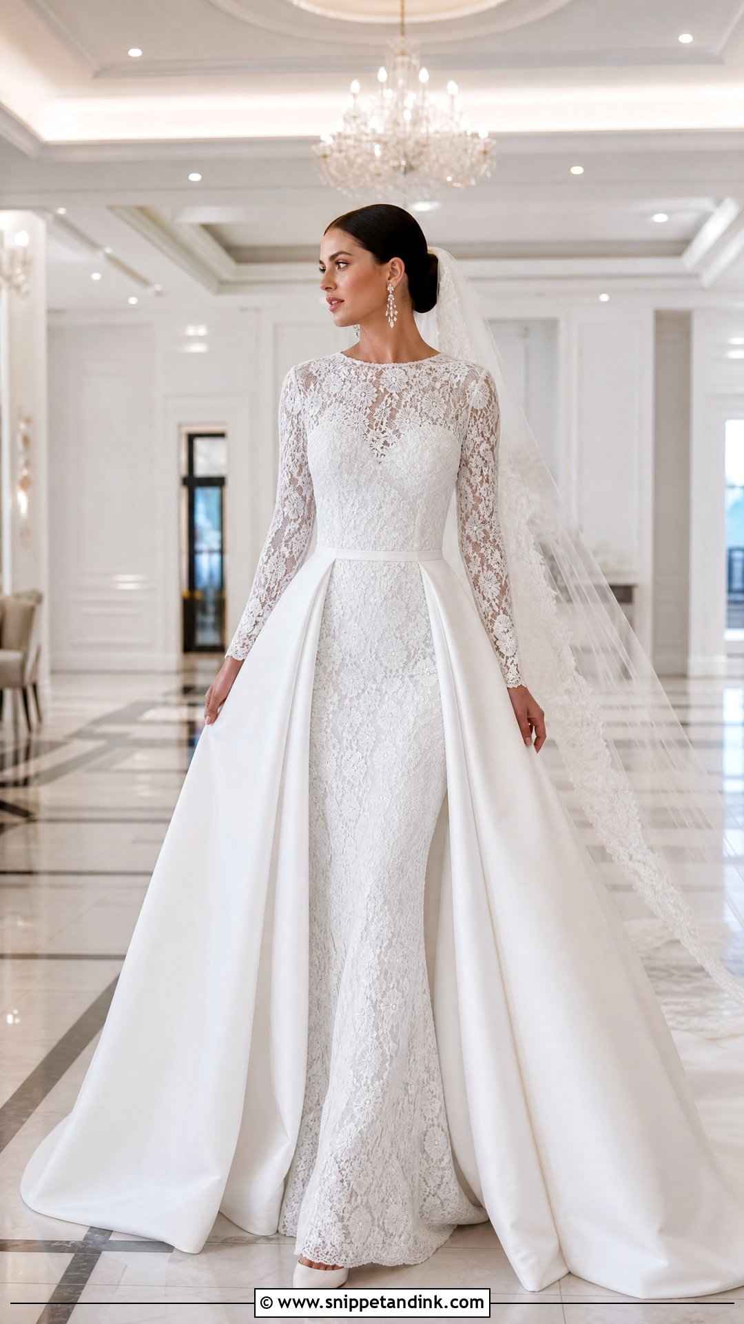 White Long Sleeve Wedding Dress With Detachable Skirt - Snippet and Ink - 20 White Wedding Dresses Long Sleeve