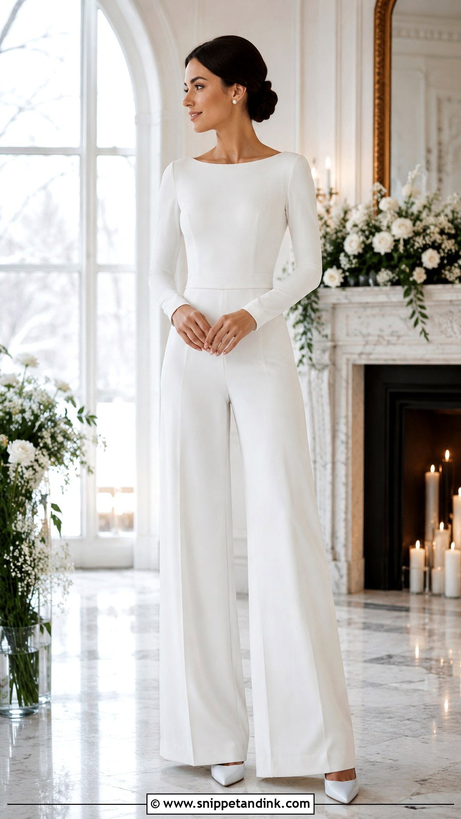 White Long Sleeve Wedding Jumpsuit - Snippet and Ink - 30 White Wedding Jumpsuit Ideas