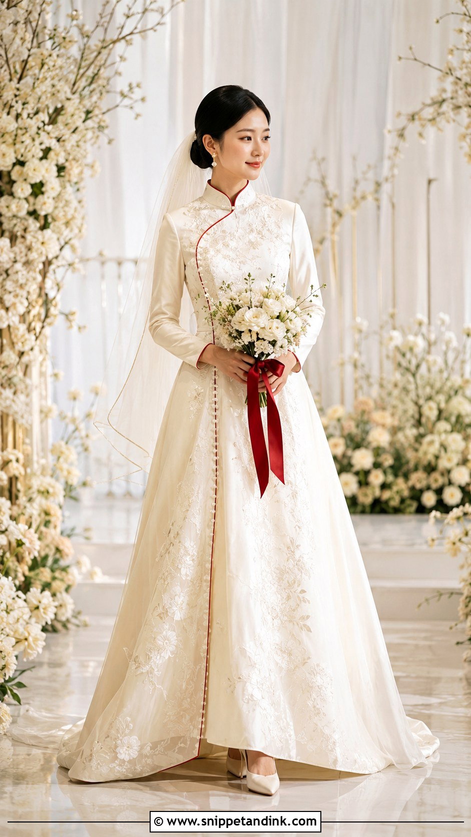 White Mandarin Collar Wedding Dress - Snippet and Ink - 20 China Wedding Dress Ideas