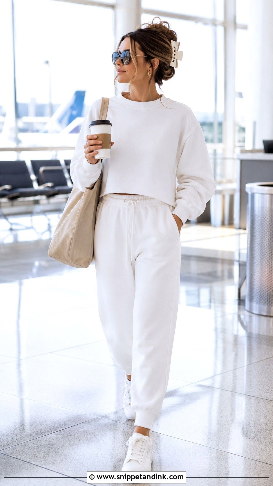 White Matching Sweat Set Outfit - Snippet and Ink - 25 Bachelorette Party Outfit for Bride Ideas