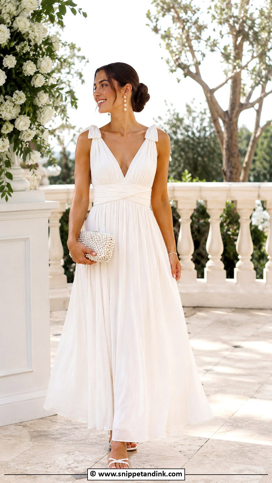White Maxi Bride To Be Dress - Snippet and Ink - 30 Bride to Be Dress Ideas for Friends