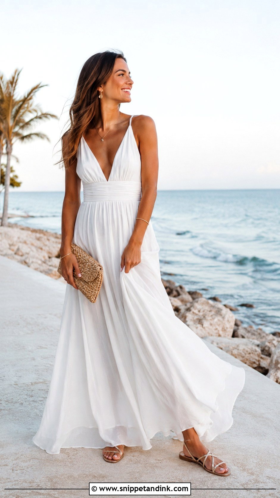 White Maxi Dress Bride Outfit - Snippet and Ink - 20 Bride Outfit Ideas