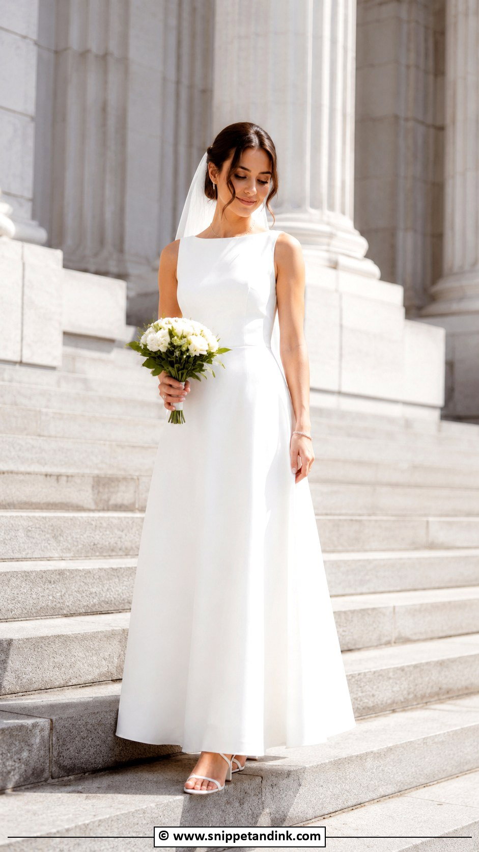 White Maxi Dress City Hall Wedding Outfit - Snippet and Ink - 30 City Hall Wedding Outfit Ideas