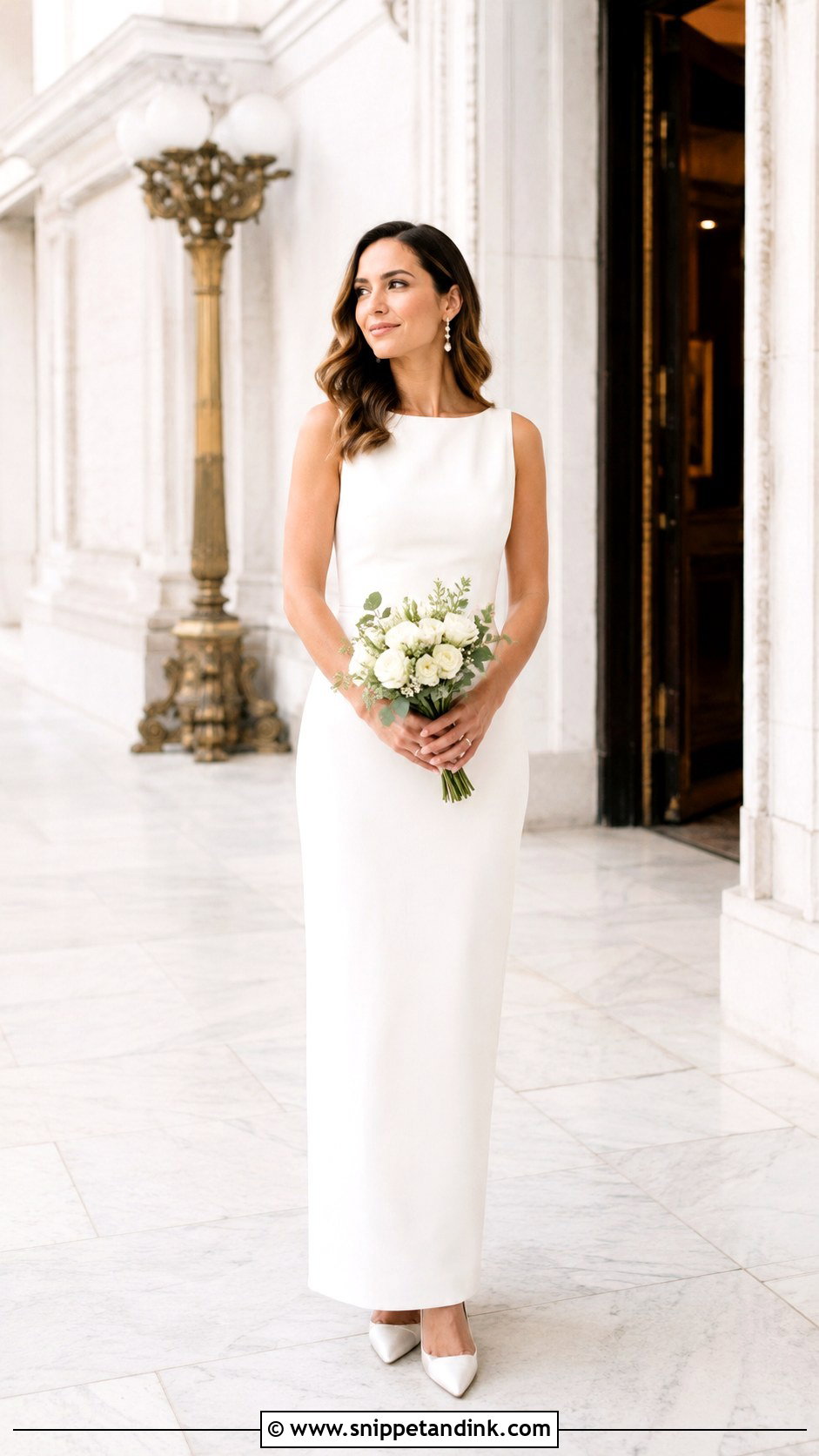 White Maxi Dress Civil Marriage Outfit - Snippet and Ink - 25 Civil Marriage Outfit Ideas