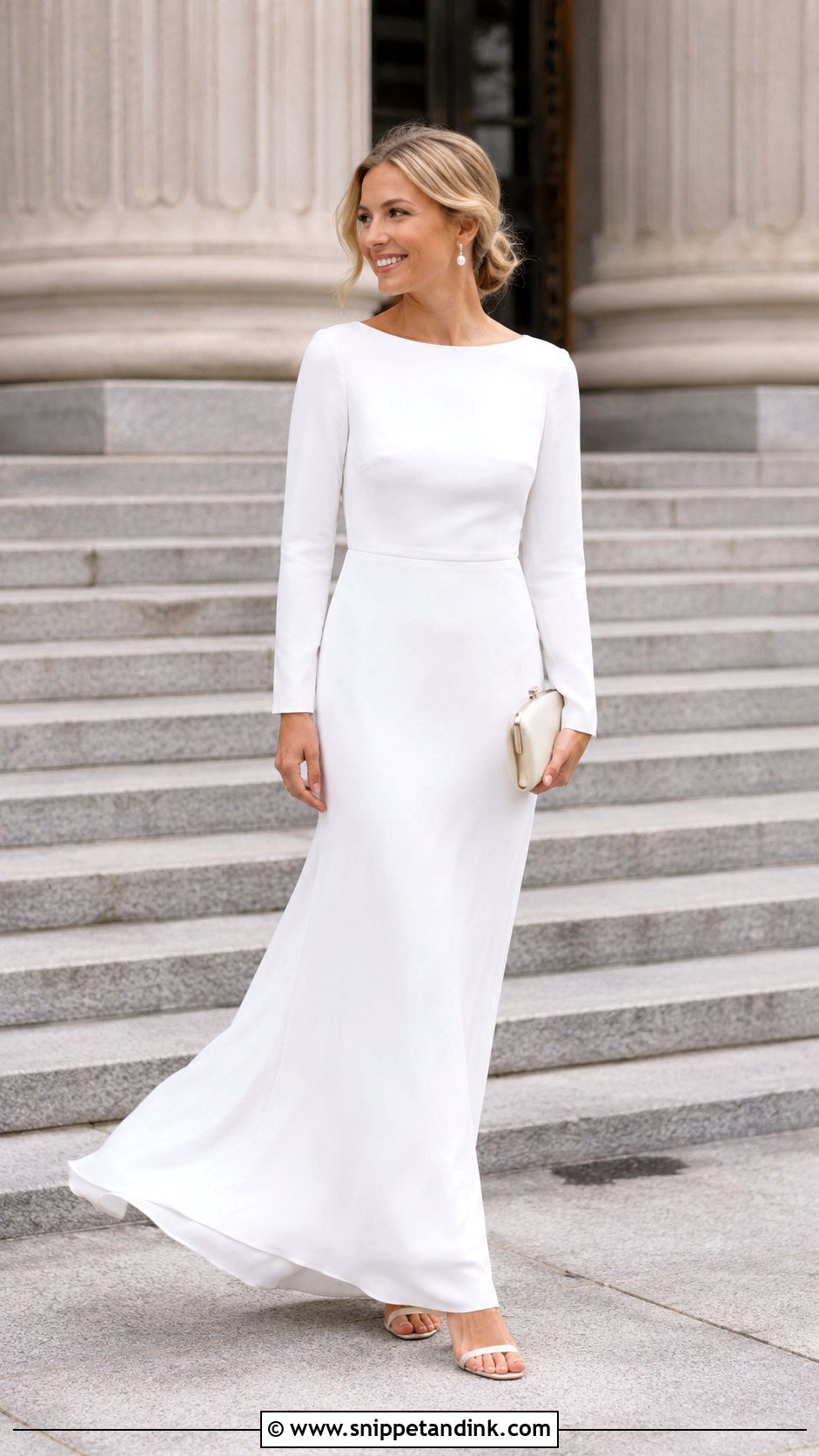 White Maxi Dress Court Wedding Outfit - Snippet and Ink - 25 Court Wedding Outfits