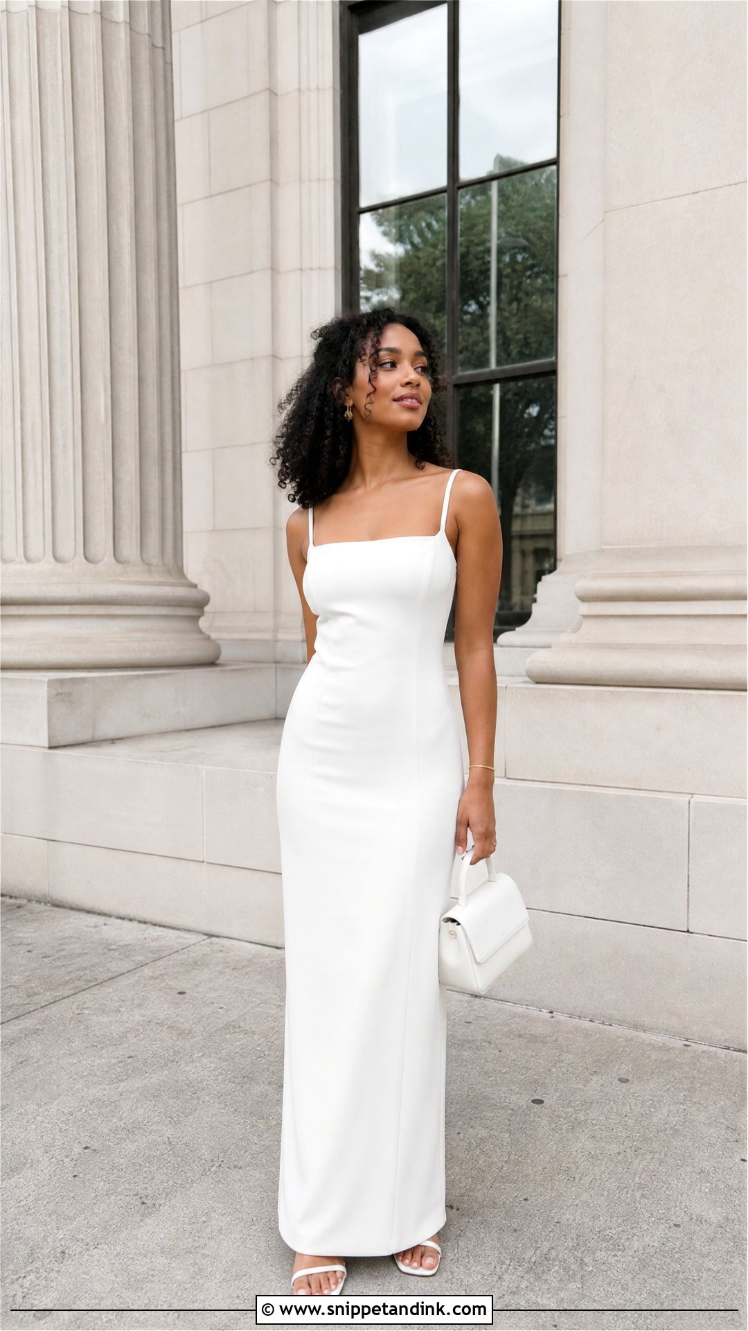 White Maxi Dress Courthouse Wedding Outfit - Snippet and Ink - 25 Casual Courthouse Wedding Outfit Ideas