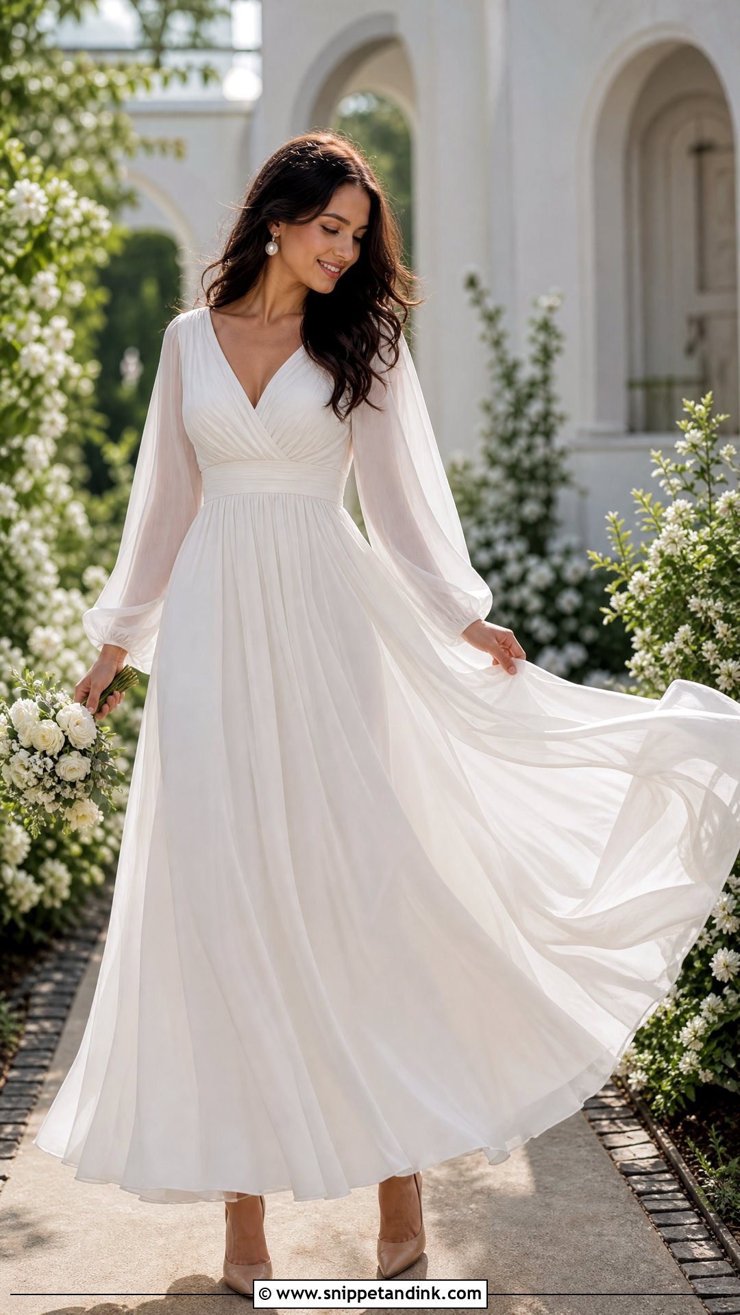 White Maxi Dress For Pre Wedding Shoot - Snippet and Ink - 25 Dresses for Pre Wedding Shoot