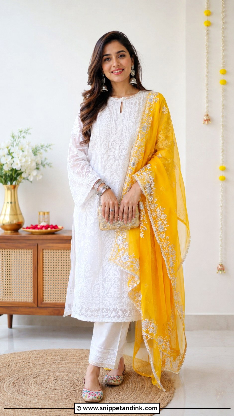 White Mehndi Kurta Set Outfit - Snippet and Ink - 25 Simple Mehndi Outfit Ideas