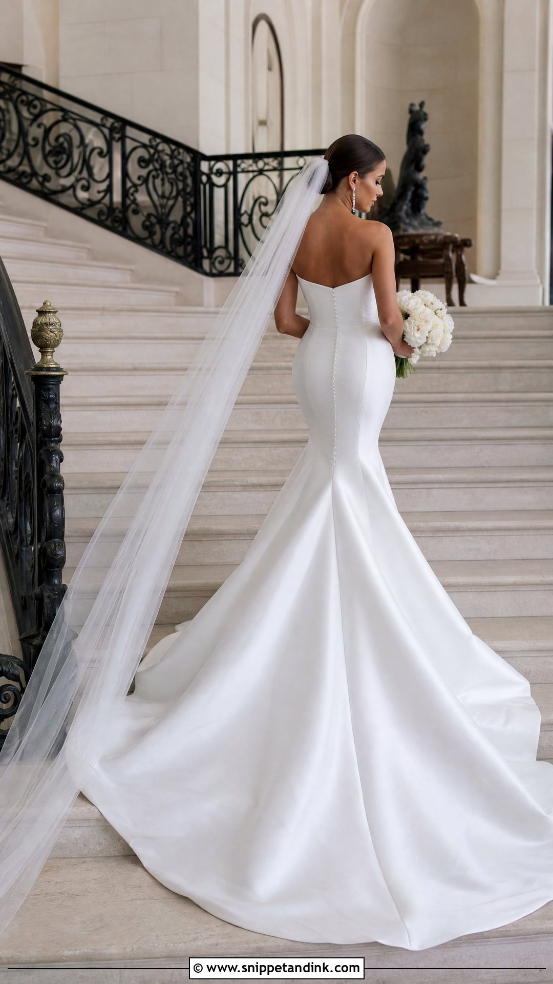 White Mermaid Wedding Dress With Cathedral Train - Snippet and Ink - 20 White Mermaid Wedding Dress Ideas