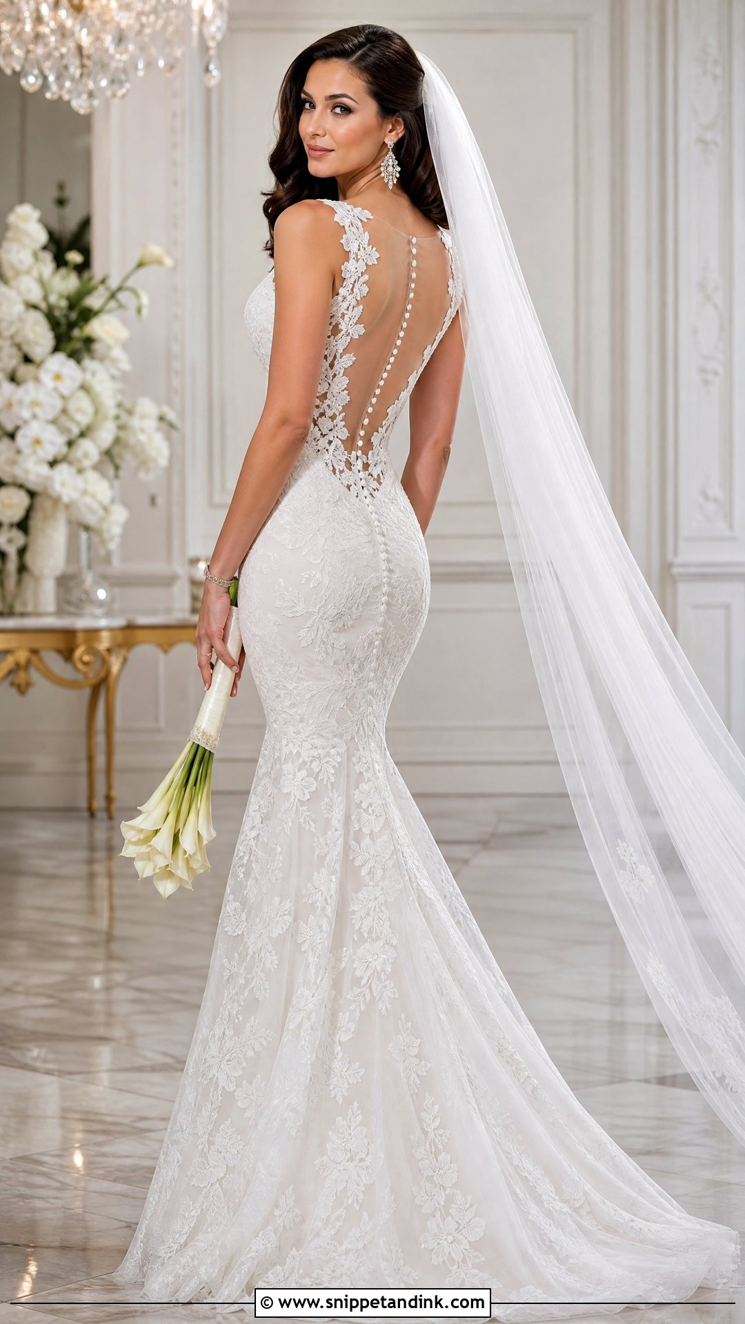 White Mermaid Wedding Dress With Floral Lace - Snippet and Ink - 20 White Wedding Dress with Flowers